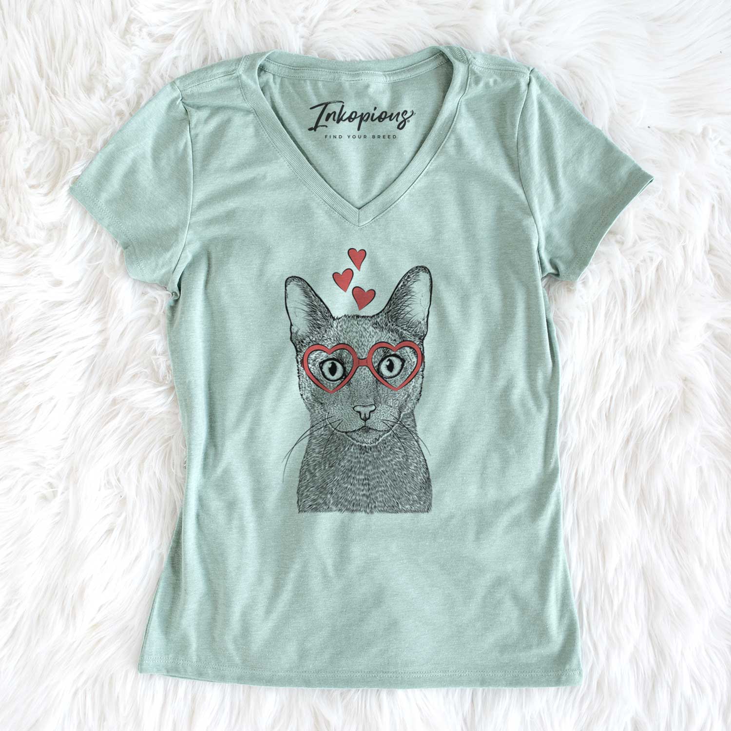 Valentine Stanley the Russian Blue Cat - Women's V-neck Shirt