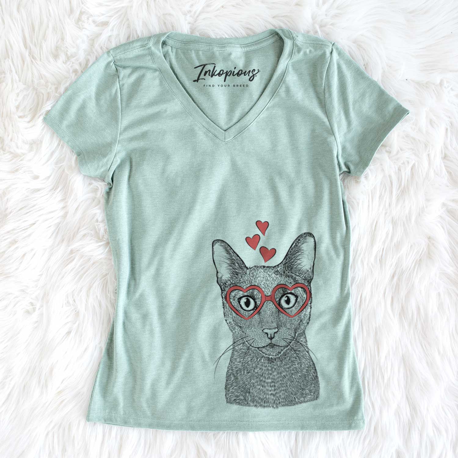 Valentine Stanley the Russian Blue Cat - Women's V-neck Shirt
