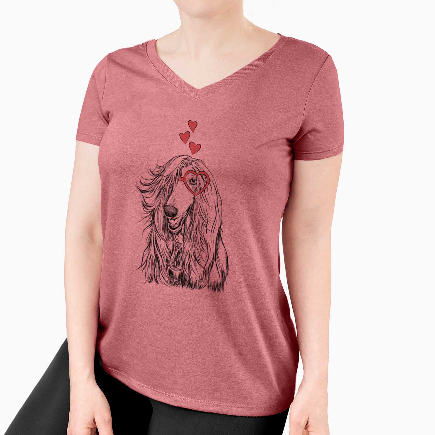 Valentine Sterling the Afghan Hound - Women's V-neck Shirt