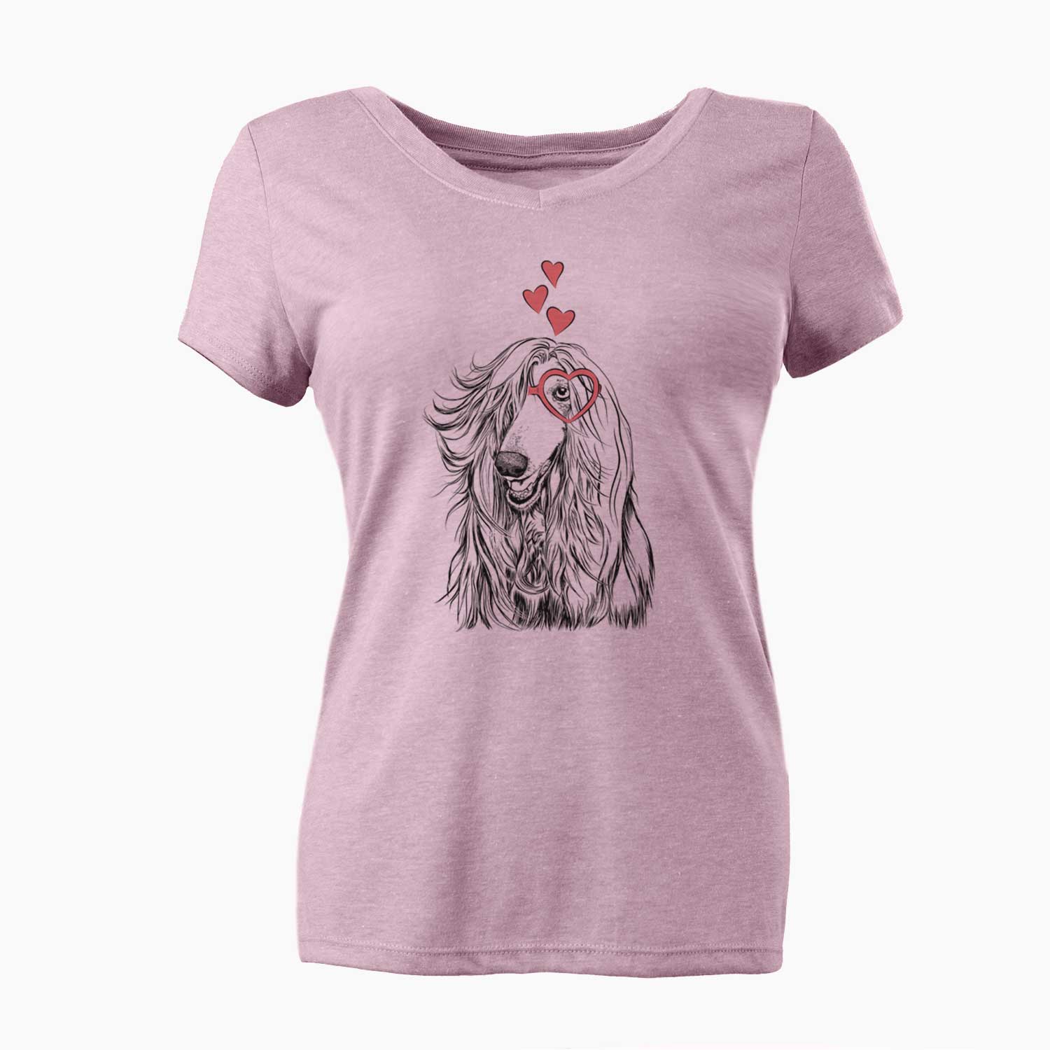 Valentine Sterling the Afghan Hound - Women's V-neck Shirt