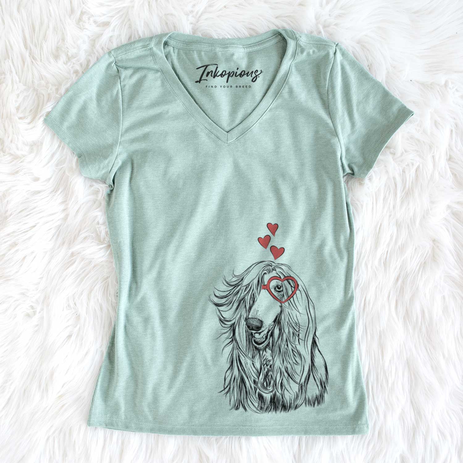 Valentine Sterling the Afghan Hound - Women's V-neck Shirt