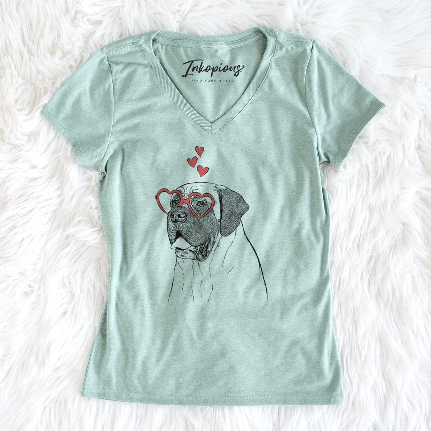 Valentine Sterling the English Mastiff - Women's V-neck Shirt