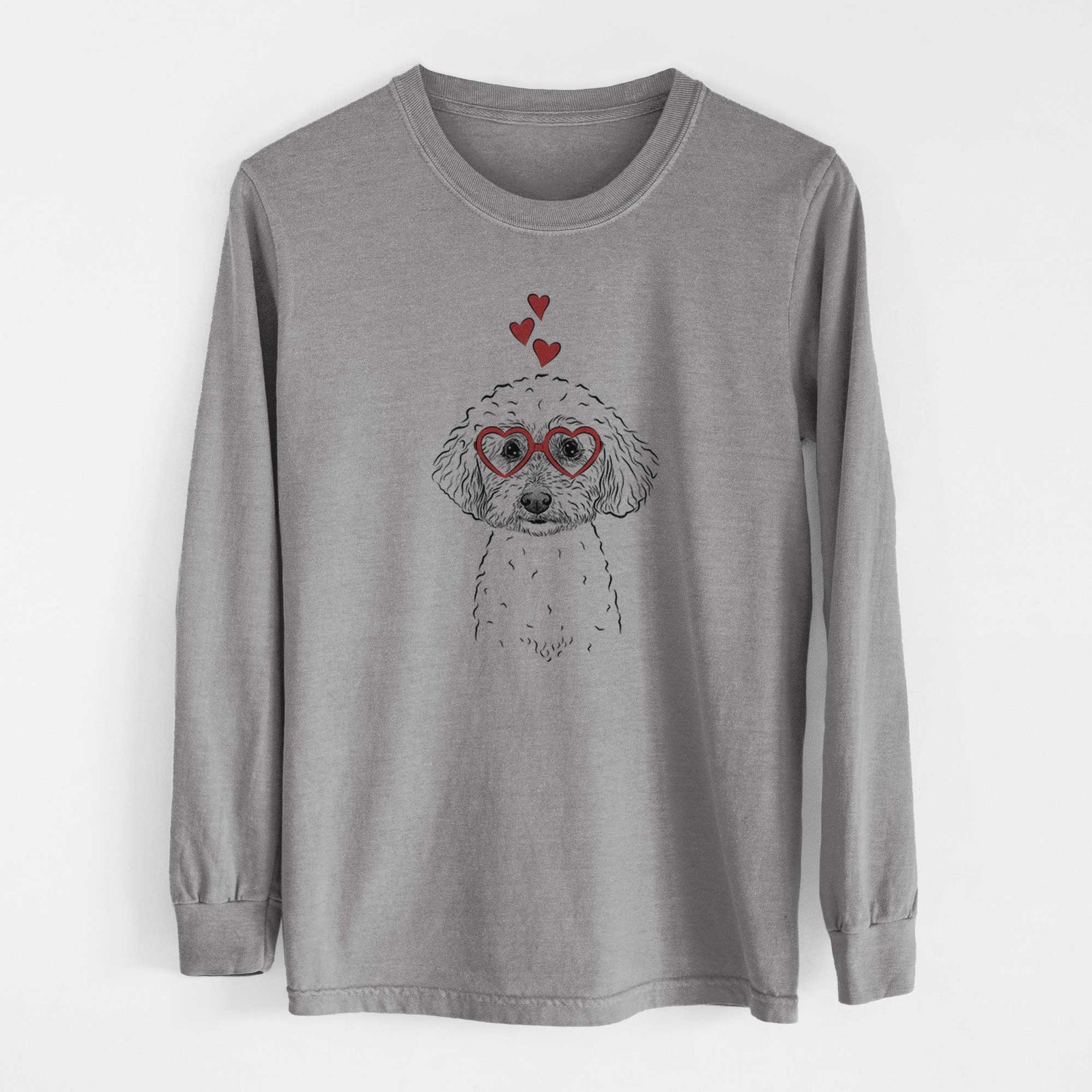 Valentine Stitch the Bichonpoo - Heavyweight 100% Cotton Long Sleeve