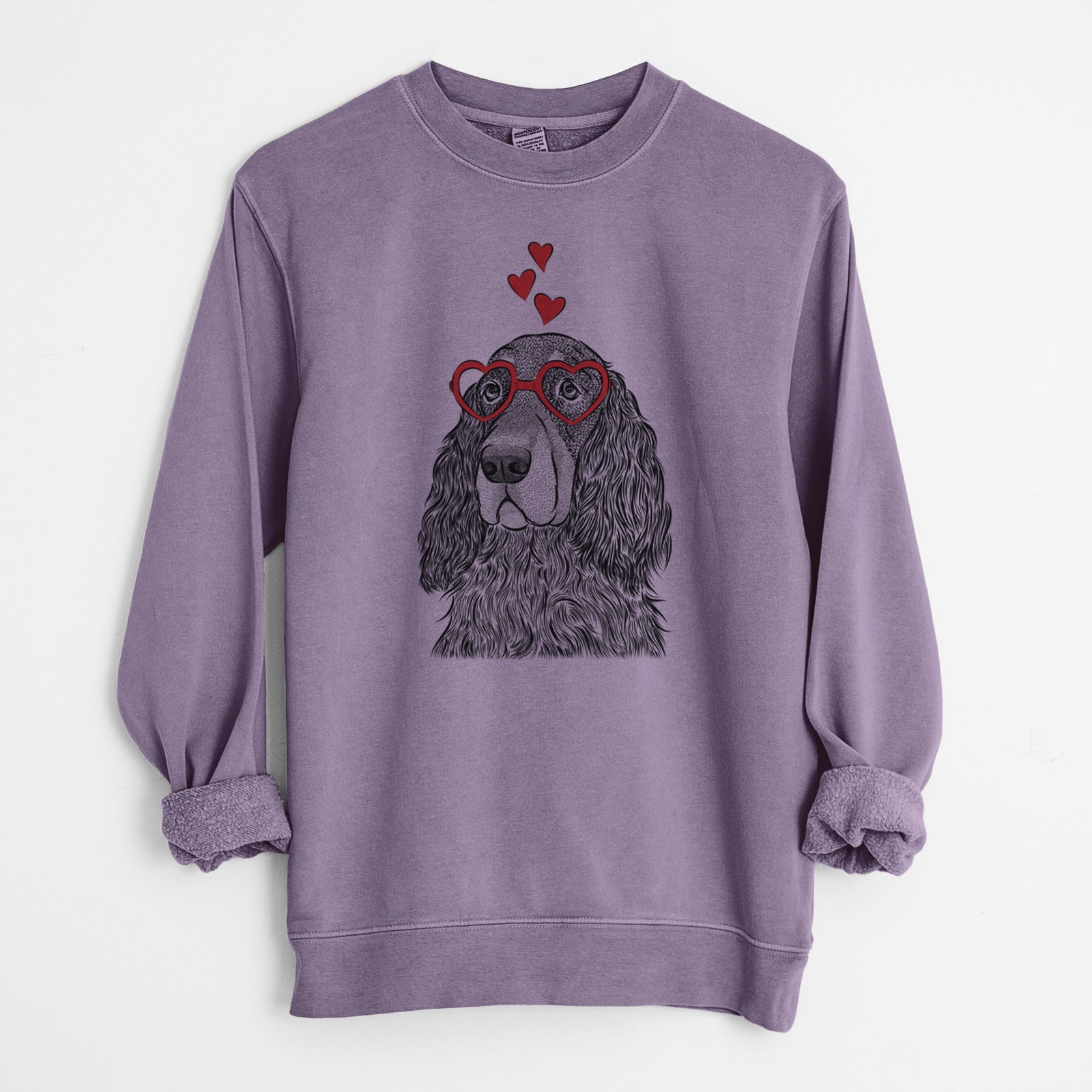 Valentine Stormy the Gordon Setter - Unisex Pigment Dyed Crew Sweatshirt