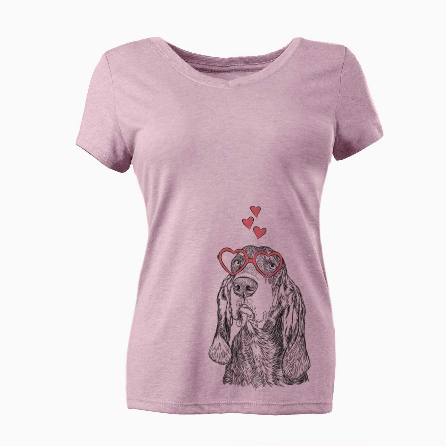 Valentine Stu the Black and Tan Coonhound - Women's V-neck Shirt