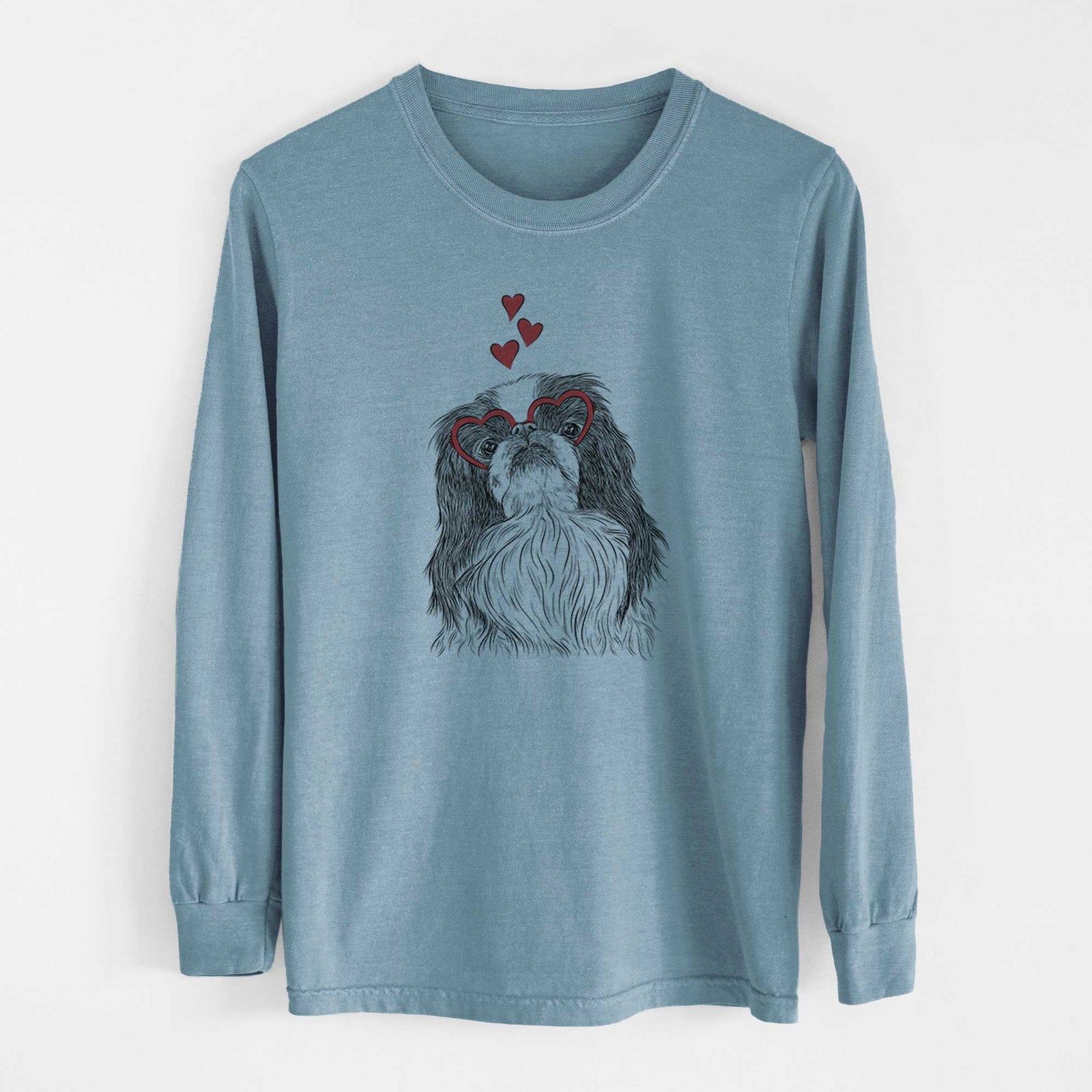 Valentine Suki the Japanese Chin - Heavyweight 100% Cotton Long Sleeve