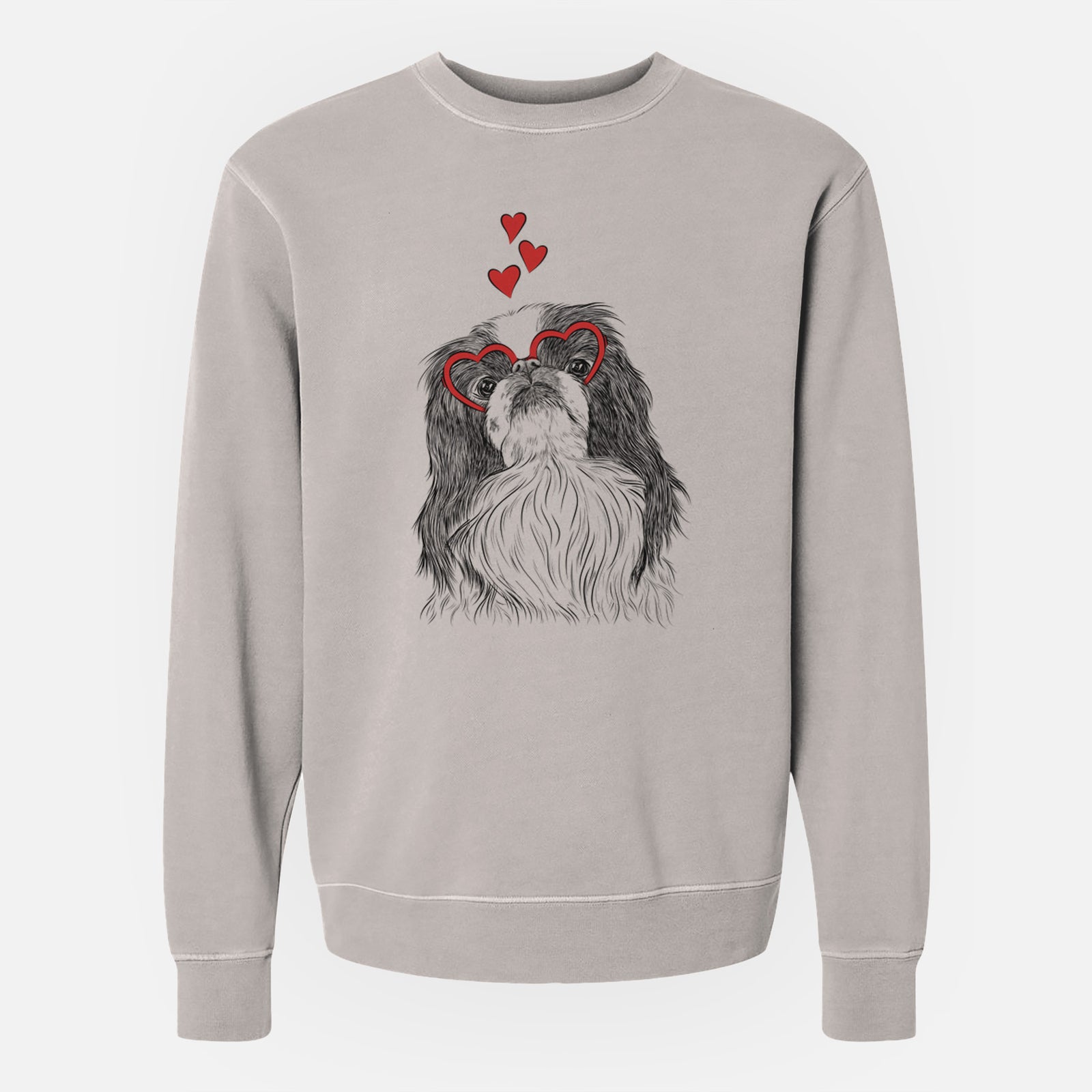 Valentine Suki the Japanese Chin - Unisex Pigment Dyed Crew Sweatshirt