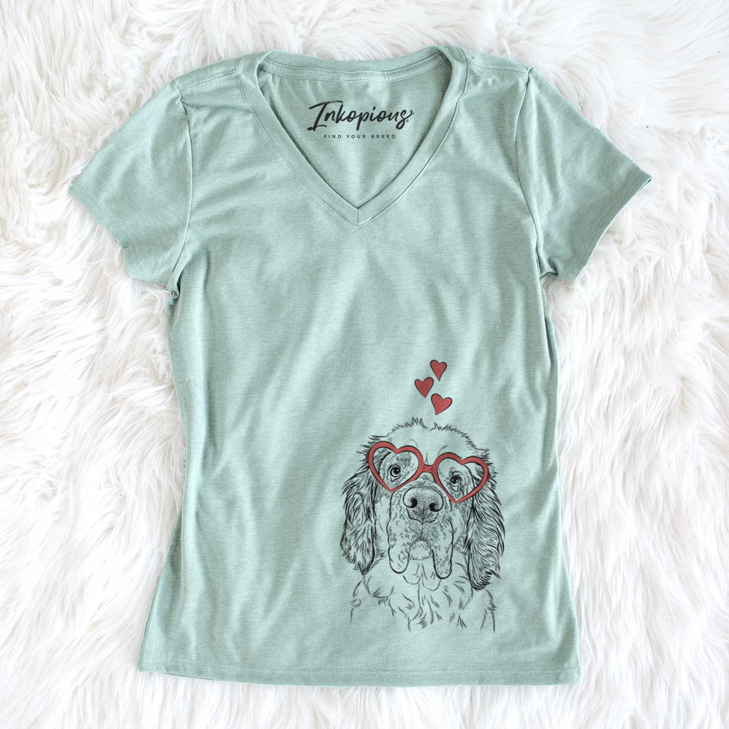 Valentine Sully the Clumber Spaniel - Women's V-neck Shirt