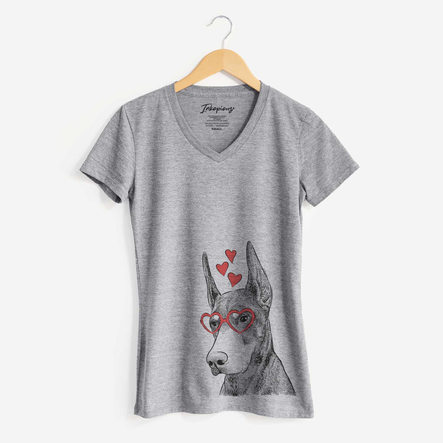 Valentine Sunny the Doberman Pinscher - Women's V-neck Shirt