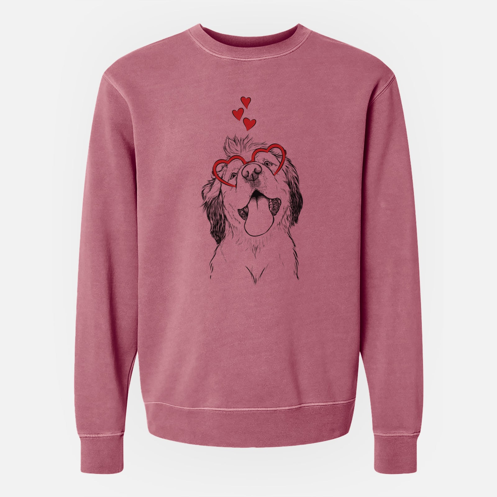 Valentine Sven the Double Merle Spaniel Aussie Mix - Unisex Pigment Dyed Crew Sweatshirt