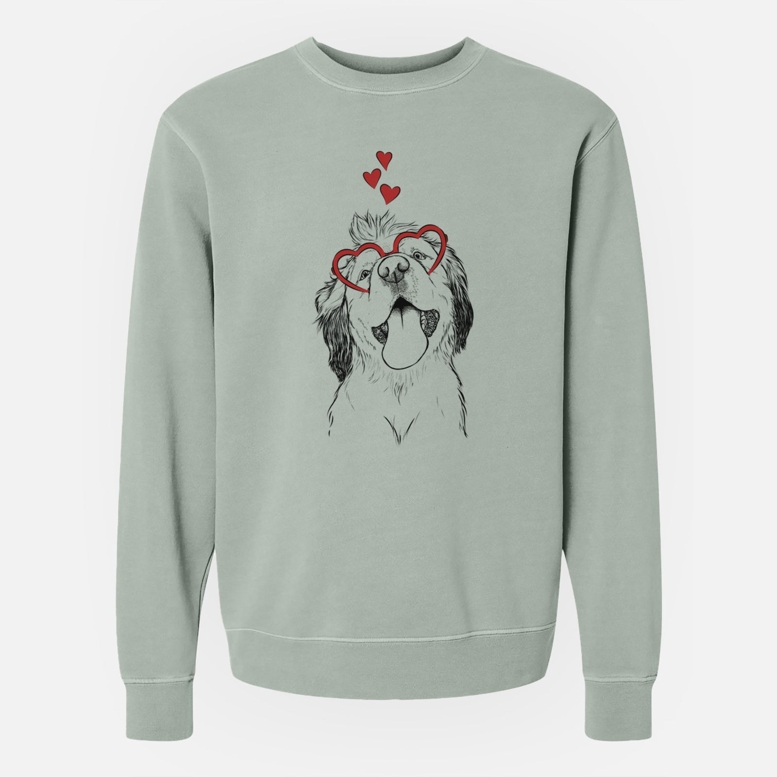 Valentine Sven the Double Merle Spaniel Aussie Mix - Unisex Pigment Dyed Crew Sweatshirt