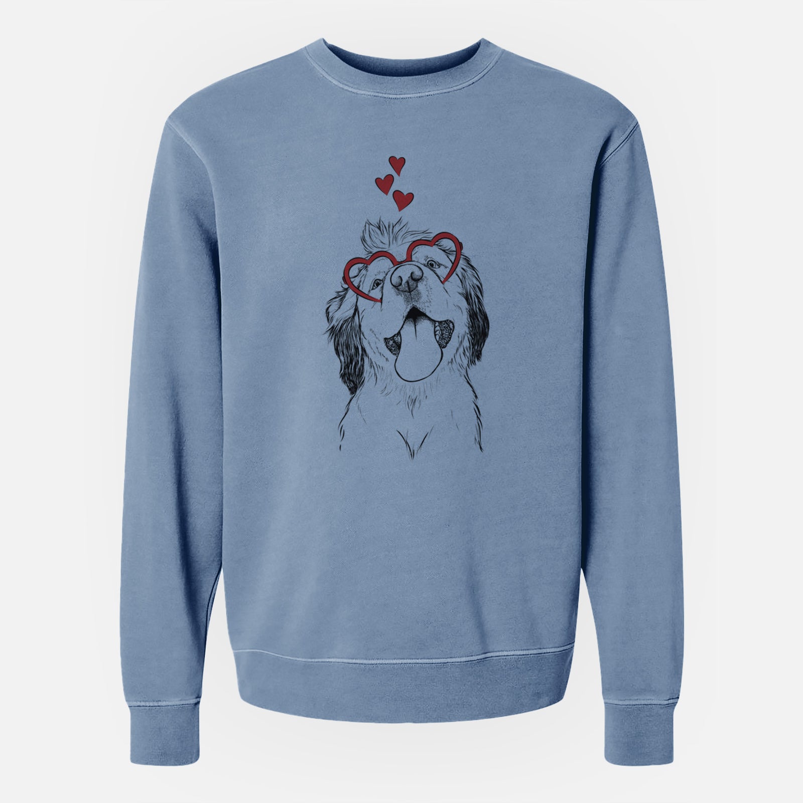 Valentine Sven the Double Merle Spaniel Aussie Mix - Unisex Pigment Dyed Crew Sweatshirt