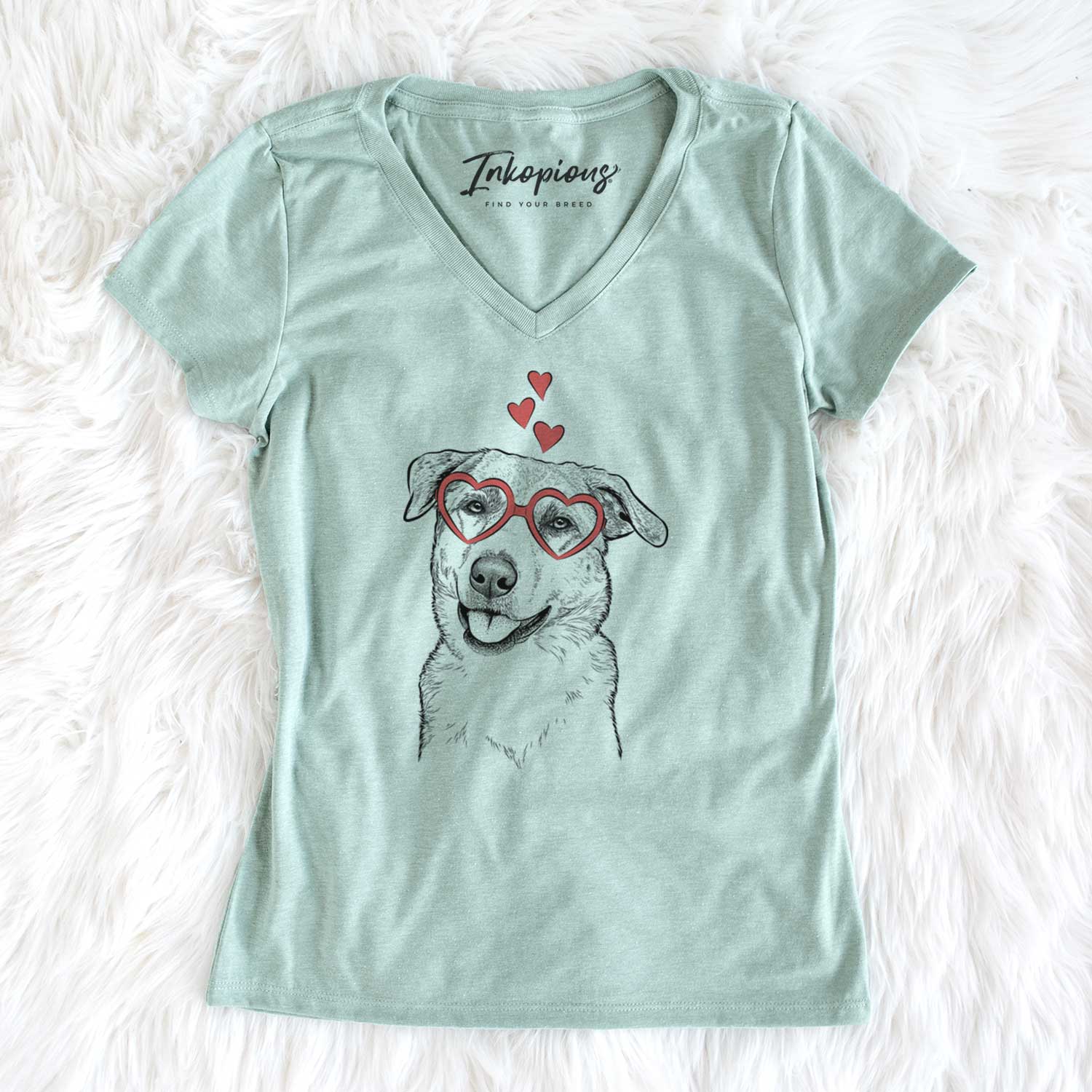 Valentine Sydney the Great Pyrenees Australian Shepherd Mix - Women's V-neck Shirt