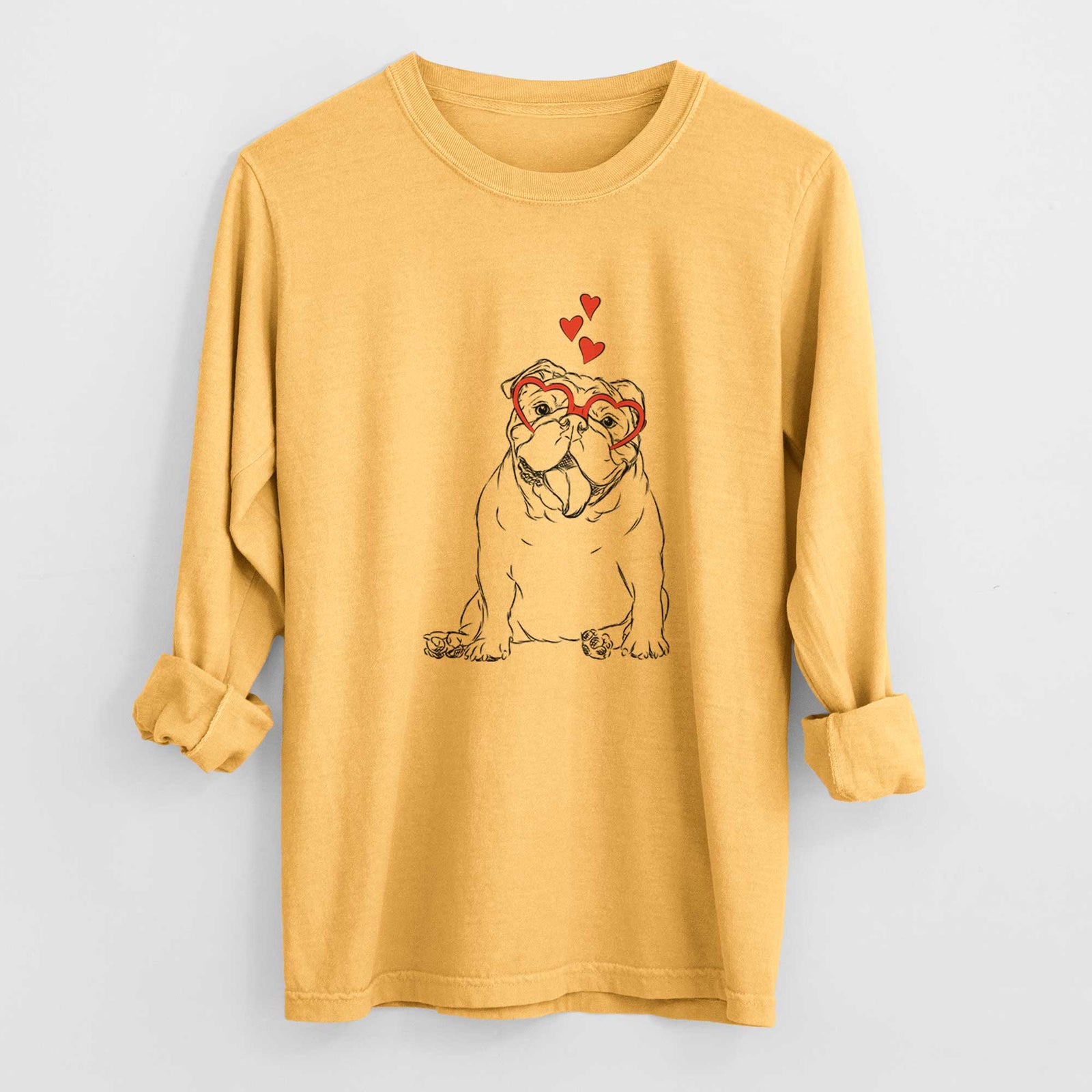 Valentine Tank the English Bulldog - Heavyweight 100% Cotton Long Sleeve