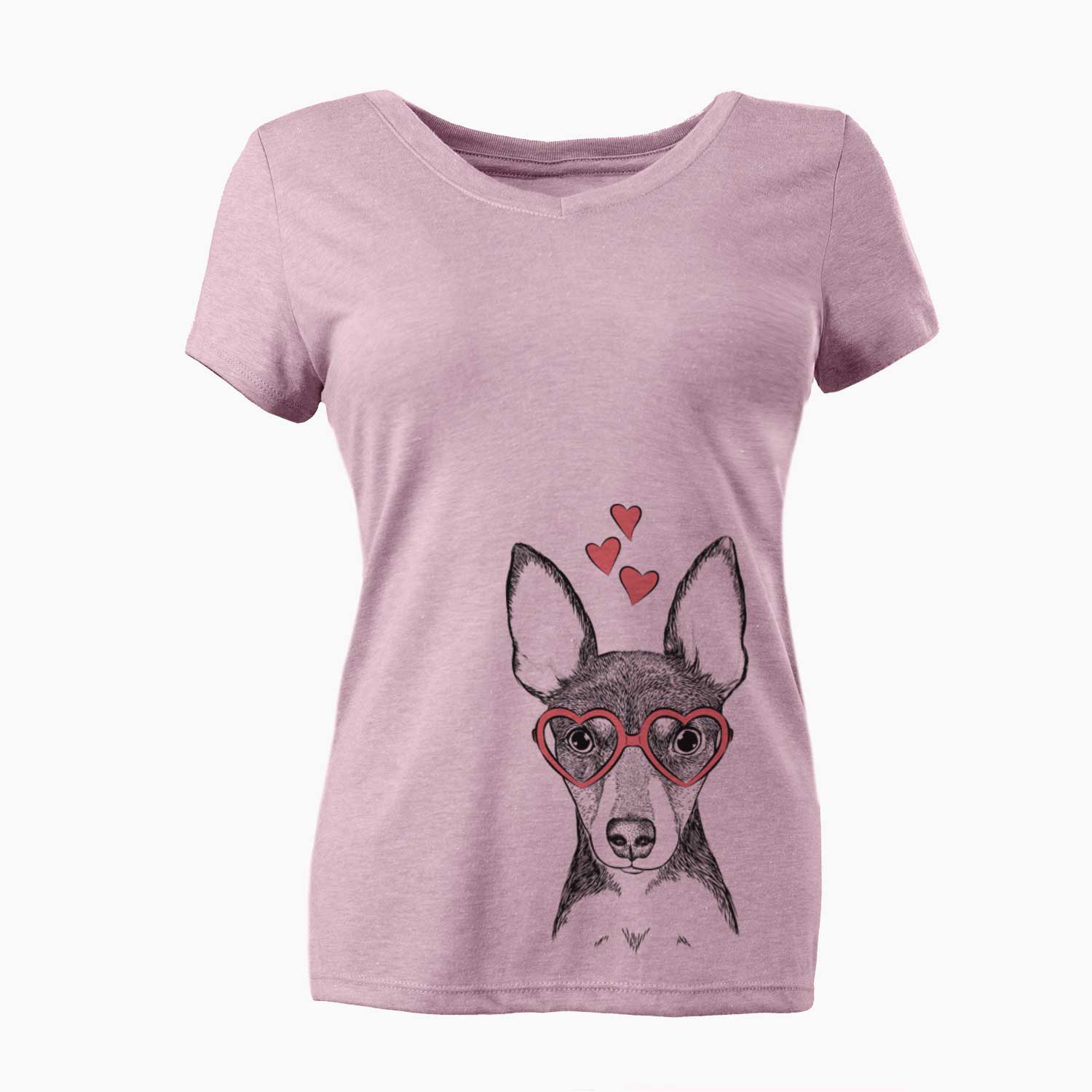 Valentine Tiny the Toy Fox Terrier - Women's V-neck Shirt