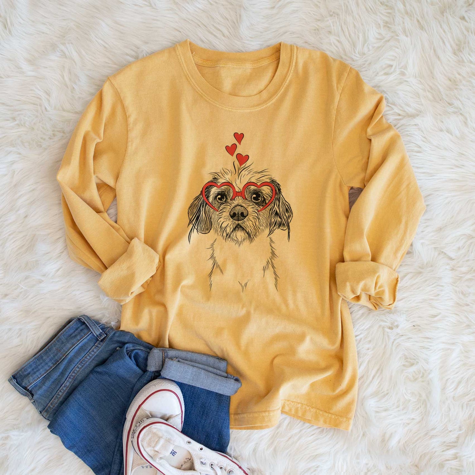 Valentine Tiny Tucker the Mixed Breed - Heavyweight 100% Cotton Long Sleeve