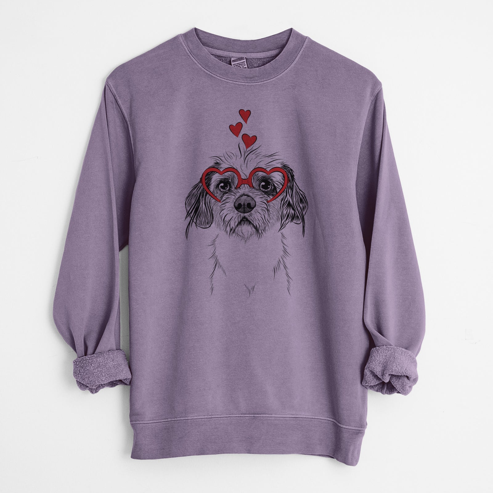 Valentine Tiny Tucker the Mixed Breed - Unisex Pigment Dyed Crew Sweatshirt
