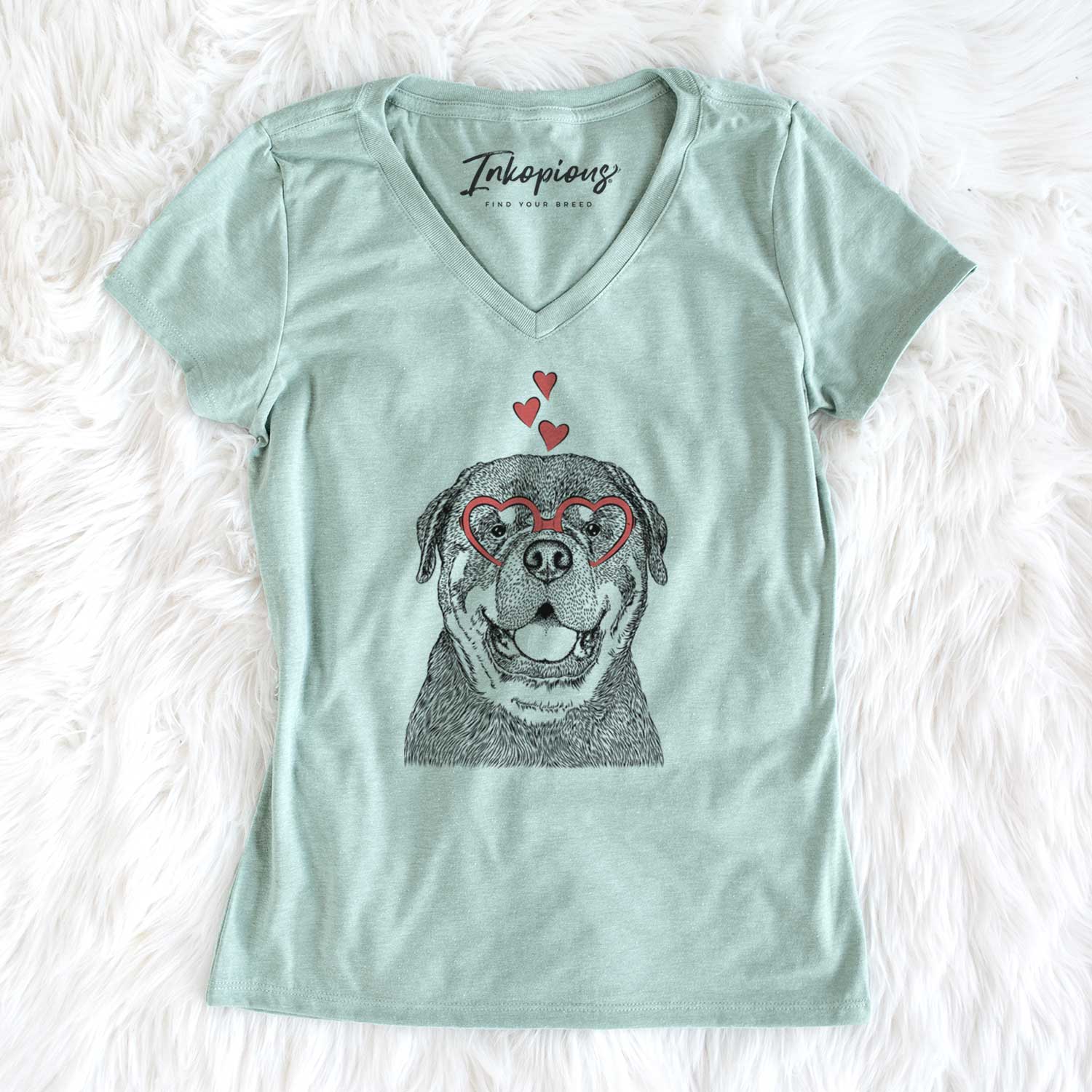 Valentine Titan the Rottweiler - Women's V-neck Shirt