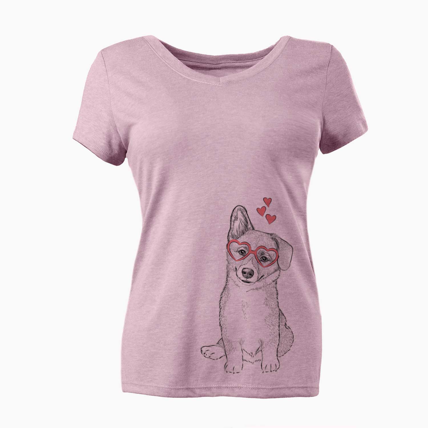 Valentine Toby the Corgi Puppy - Women's V-neck Shirt