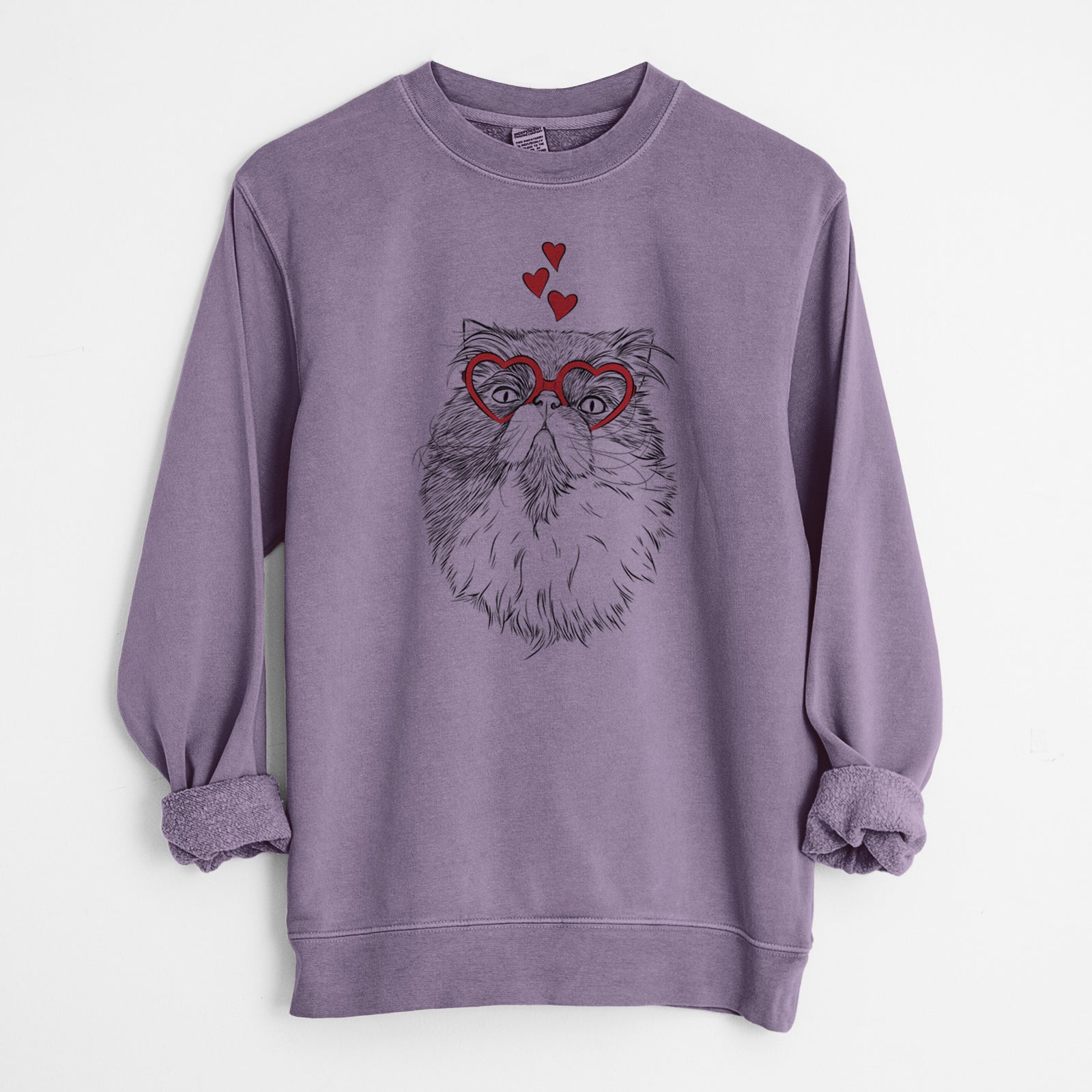 Valentine Tookie the Perisan Cat - Unisex Pigment Dyed Crew Sweatshirt