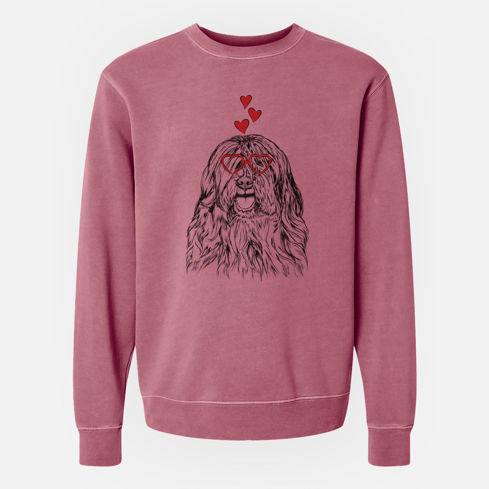Valentine Trinket the Tibetan Terrier - Unisex Pigment Dyed Crew Sweatshirt