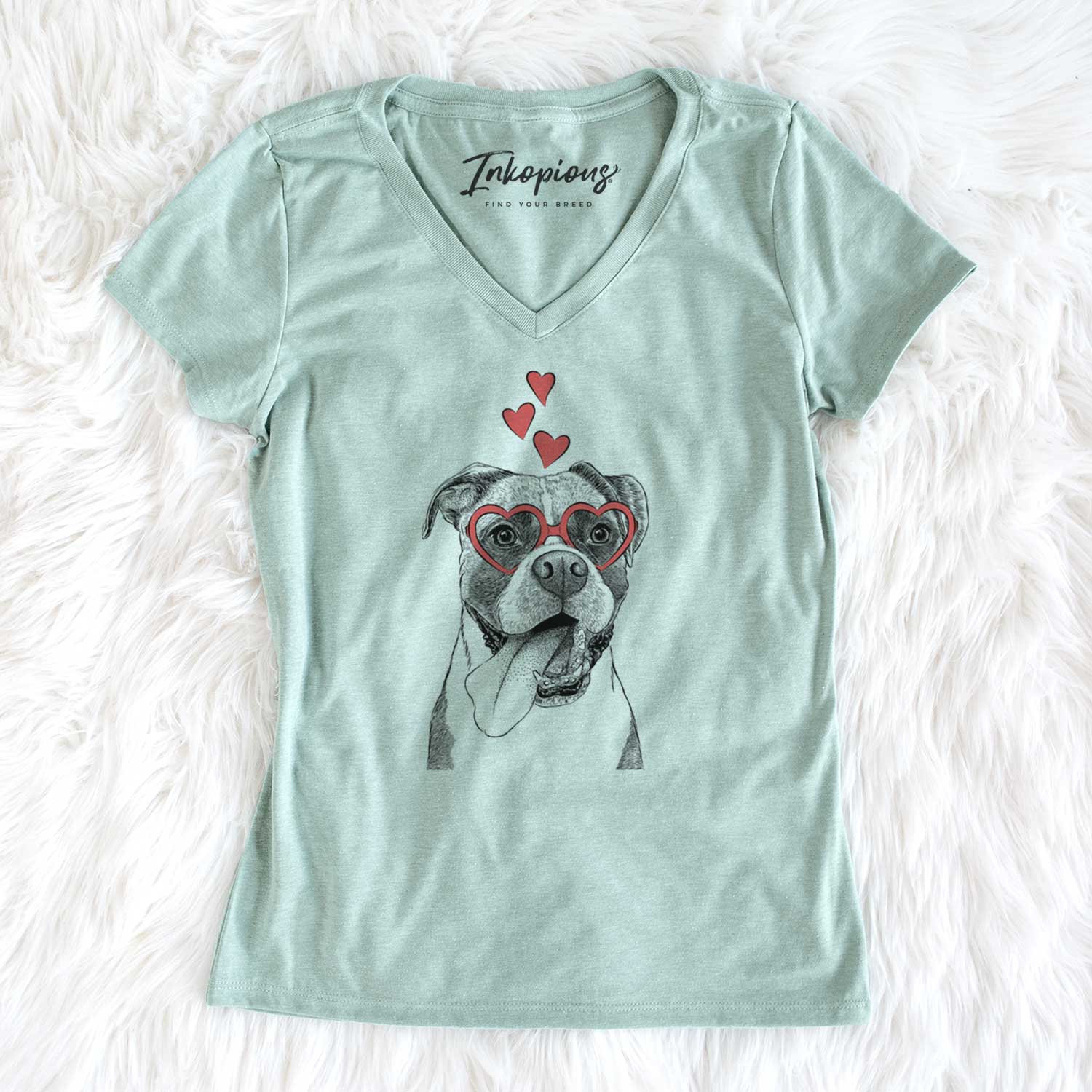 Valentine Tuckeroo the Boxer - Women's V-neck Shirt