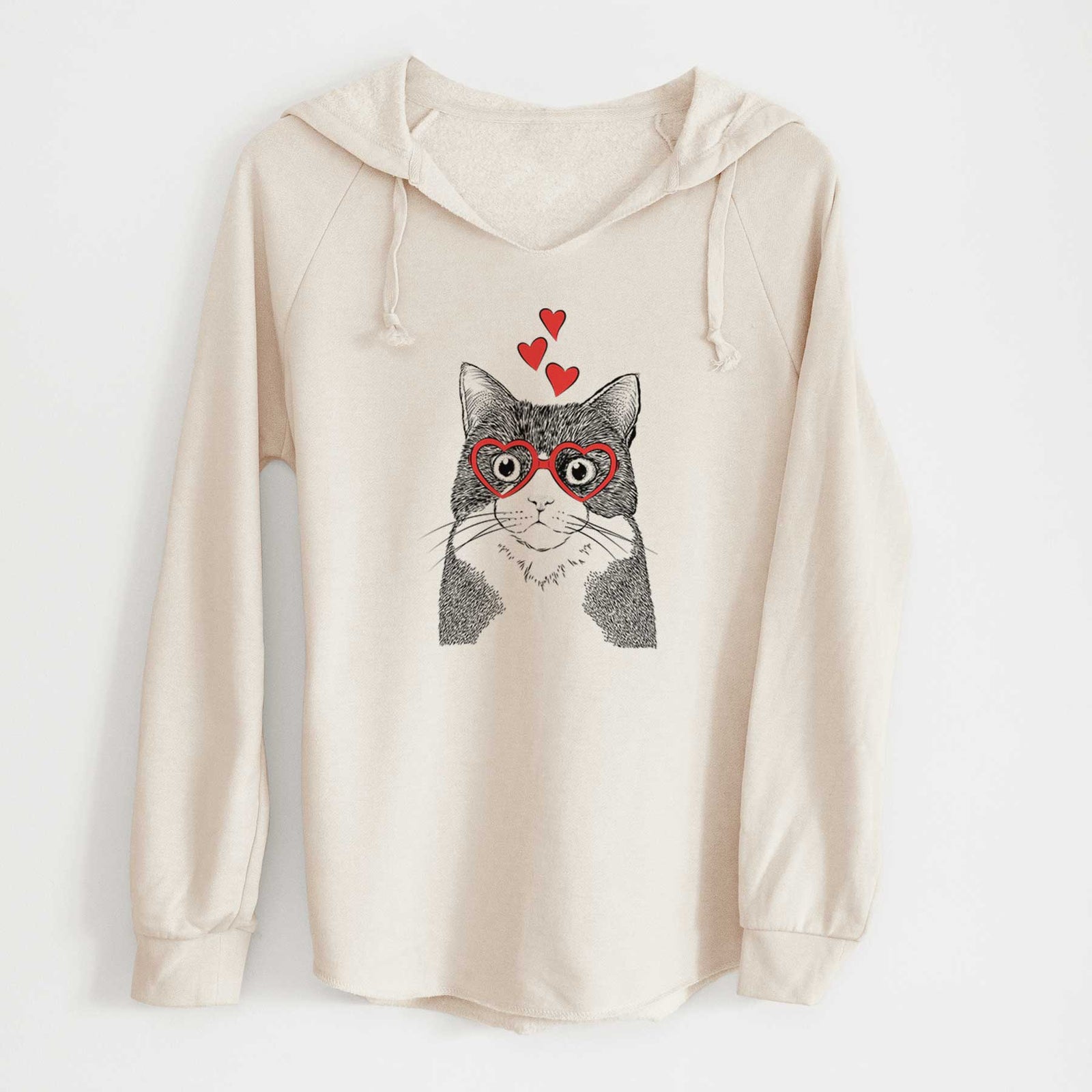 Valentine Tux the Tuxedo Cat - Cali Wave Hooded Sweatshirt