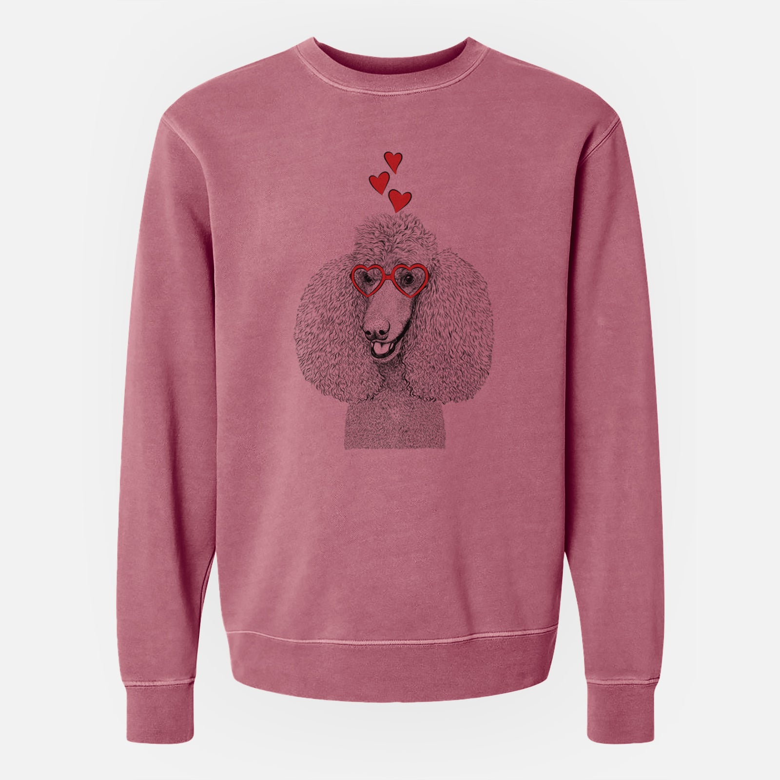 Valentine Uncle Tucker the Poodle - Unisex Pigment Dyed Crew Sweatshirt