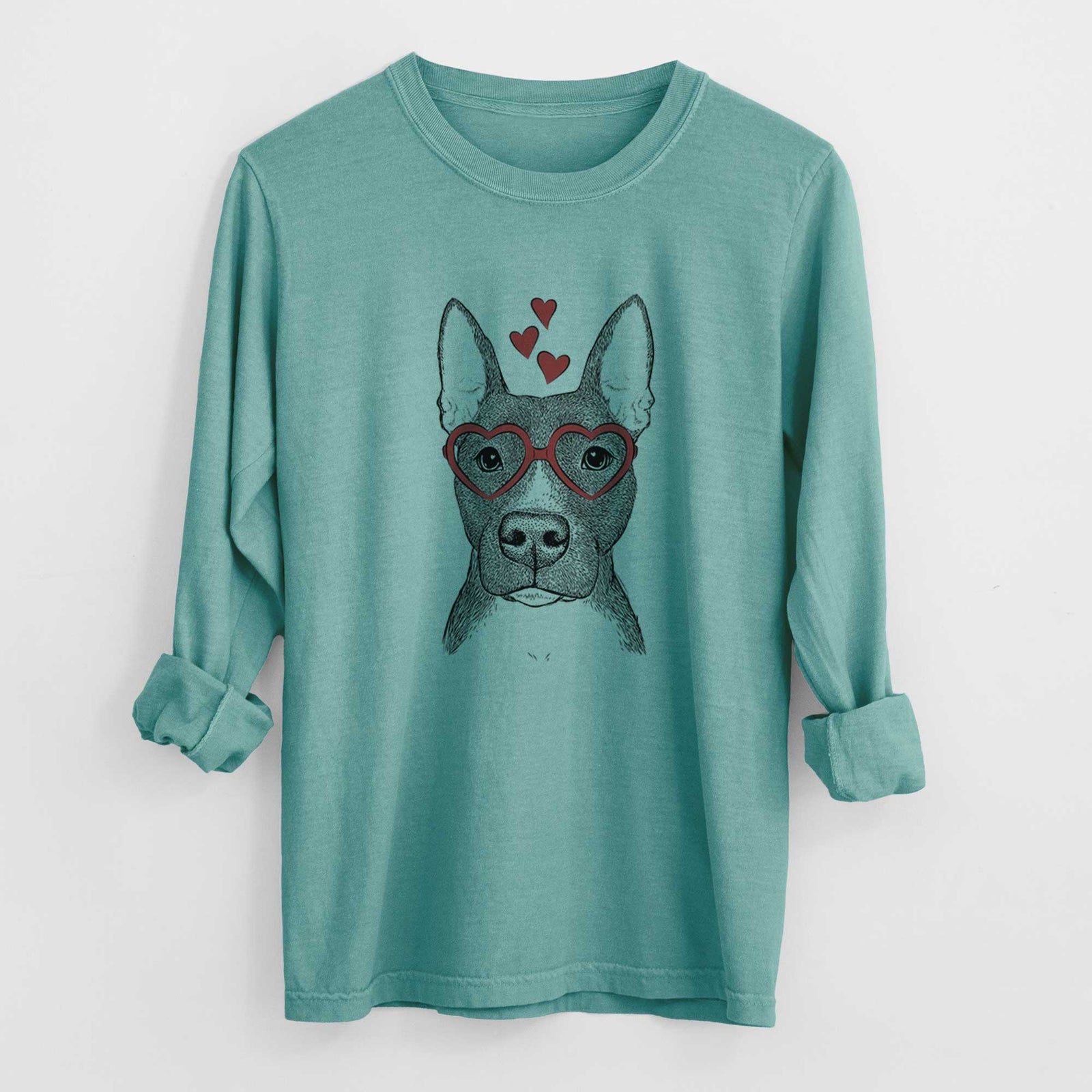 Valentine Violet the Pitbull - Heavyweight 100% Cotton Long Sleeve
