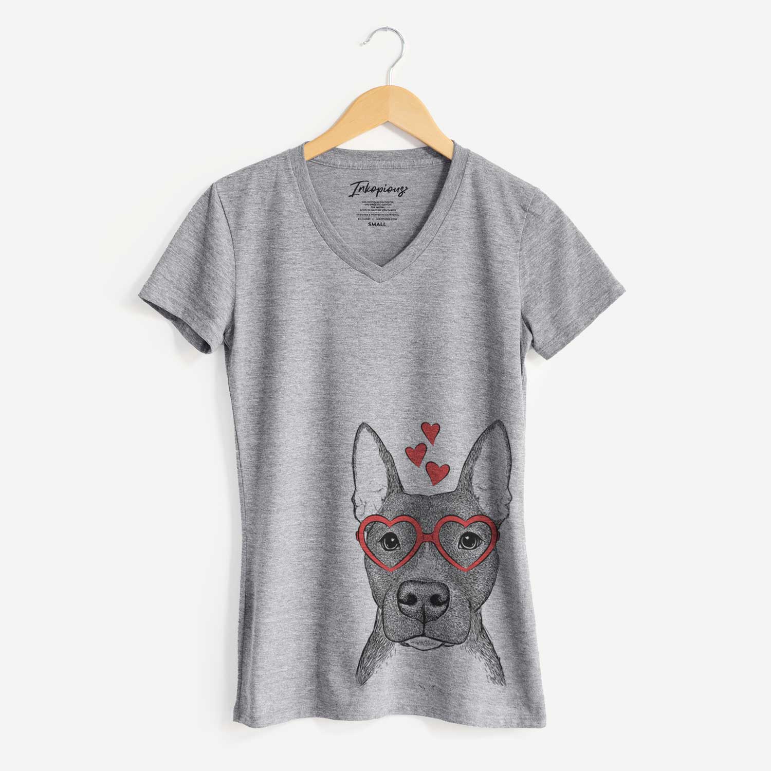 Valentine Violet the Pitbull - Women's V-neck Shirt