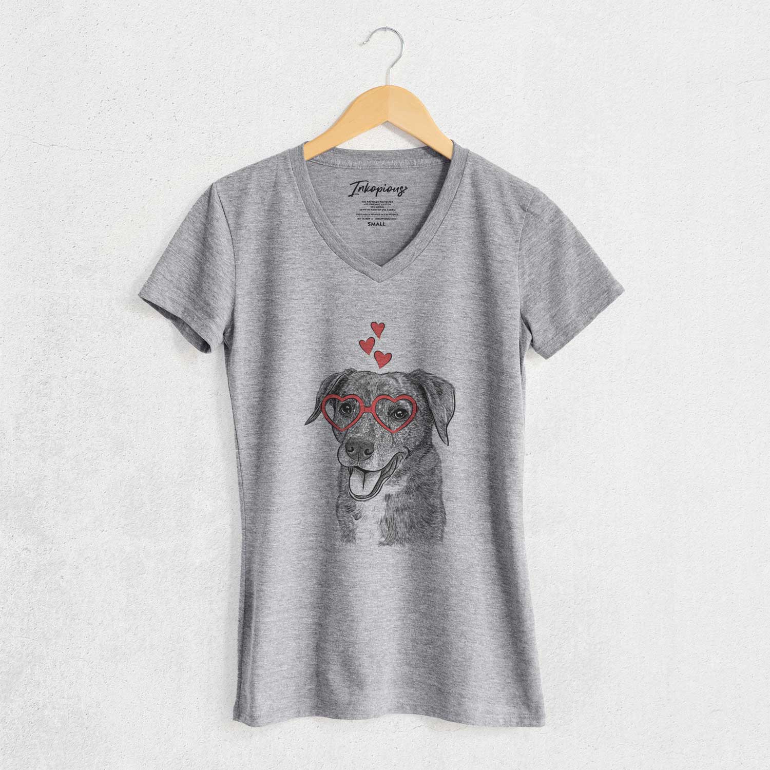Valentine Wally the Mixed Breed - Women's V-neck Shirt