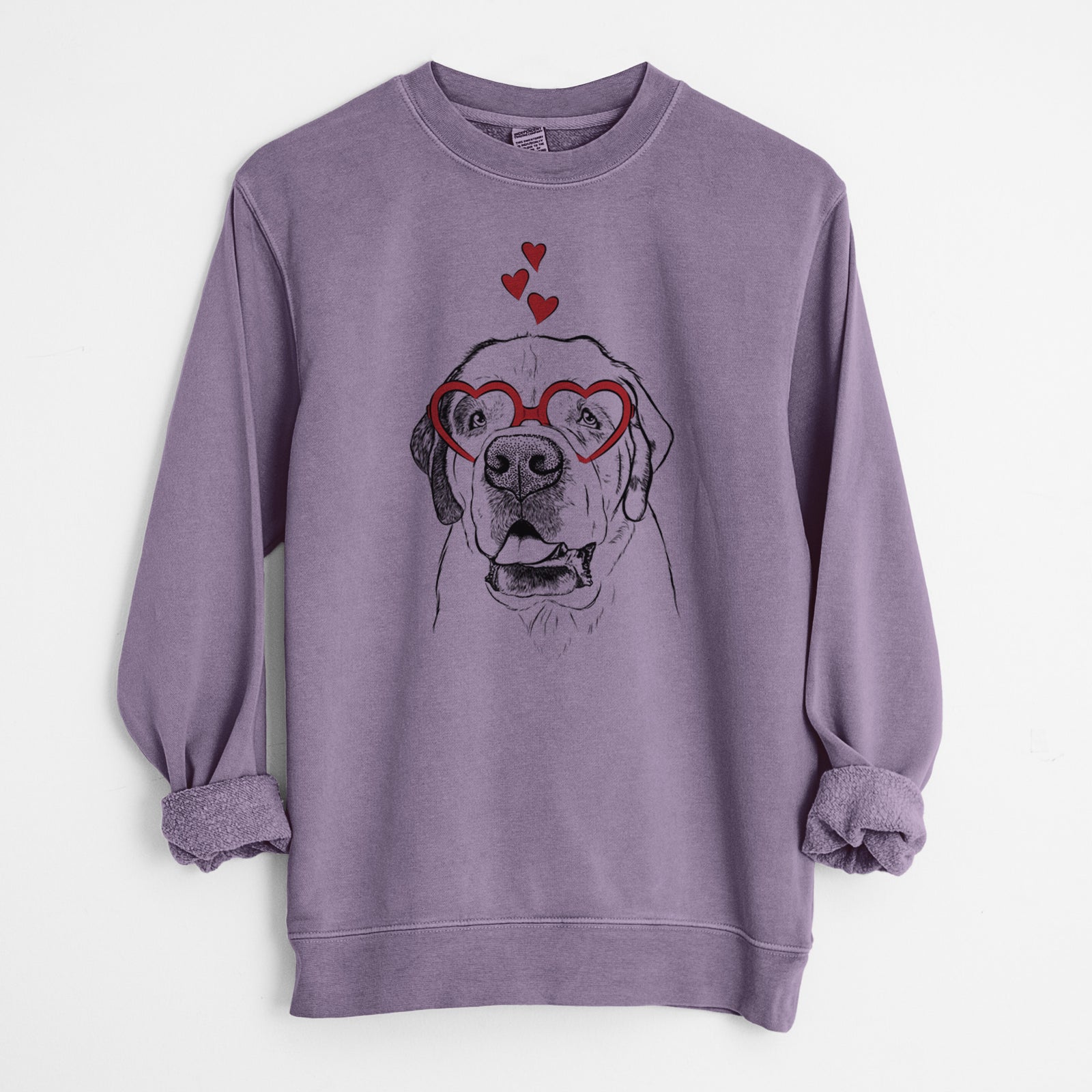 Valentine Wendy the Saint Bernard - Unisex Pigment Dyed Crew Sweatshirt