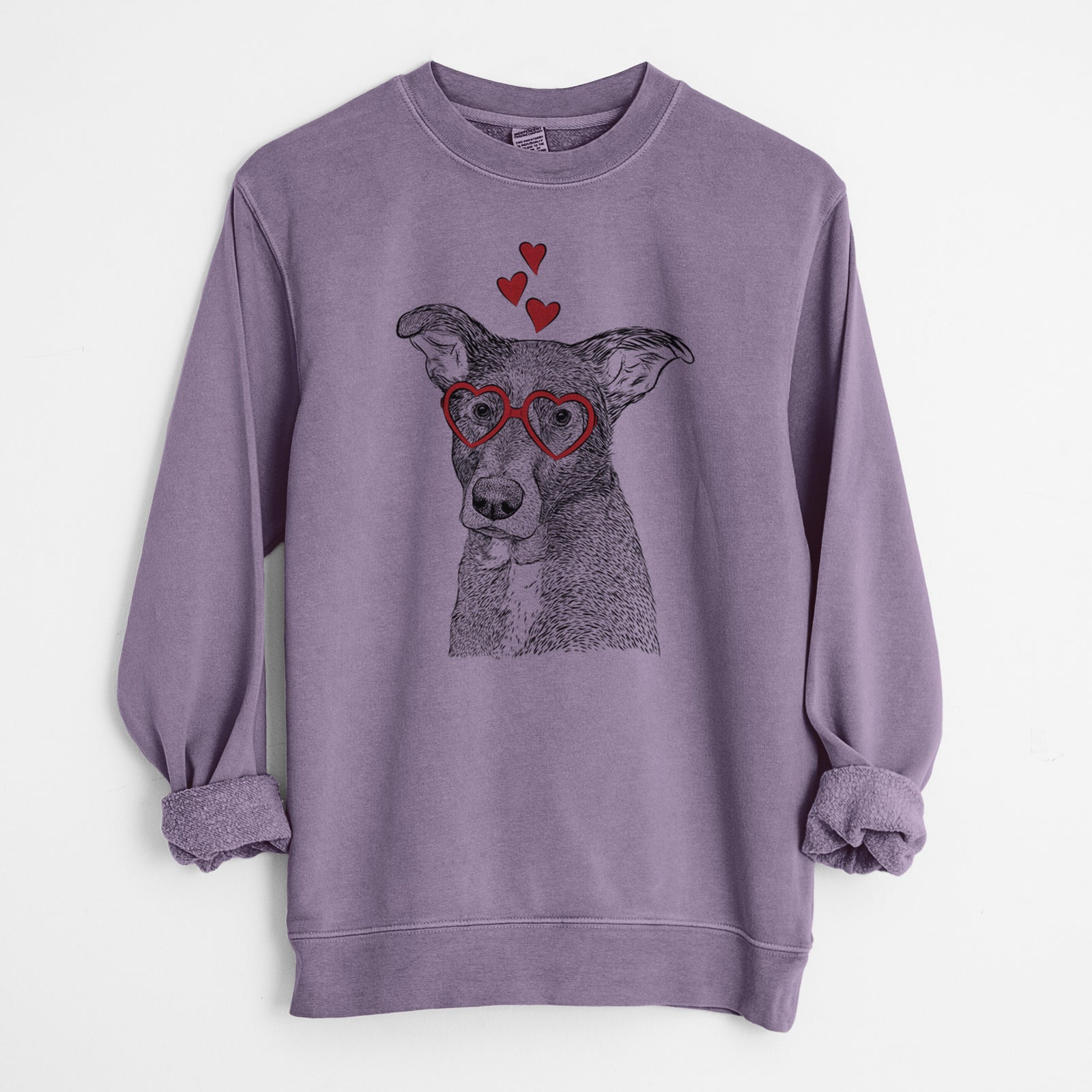 Valentine Wilbur the Shepherd Mix - Unisex Pigment Dyed Crew Sweatshirt