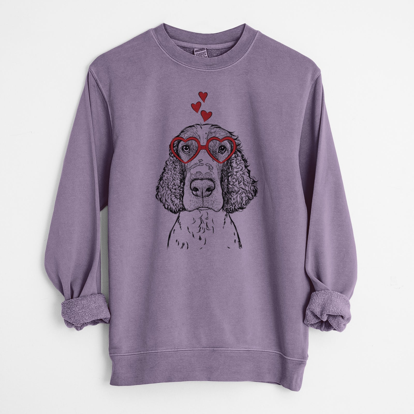 Valentine Wilbur the English Springer Spaniel - Unisex Pigment Dyed Crew Sweatshirt