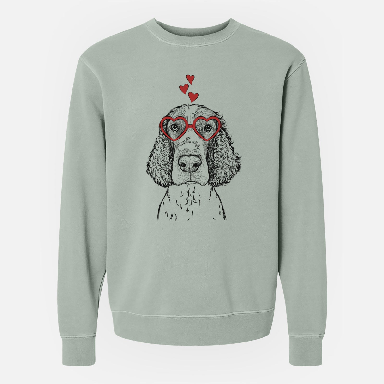 Valentine Wilbur the English Springer Spaniel - Unisex Pigment Dyed Crew Sweatshirt