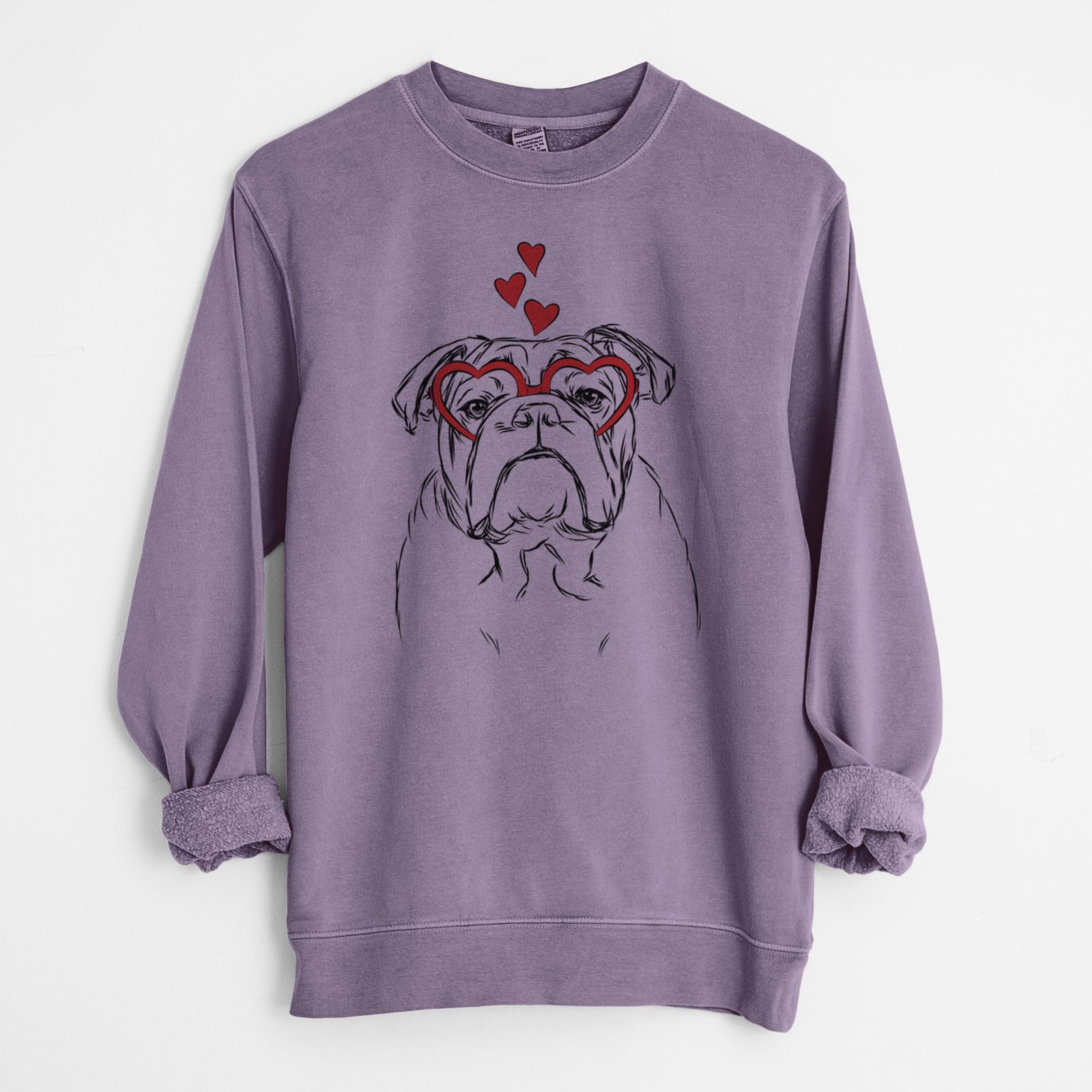 Valentine Winston the English Bulldog - Unisex Pigment Dyed Crew Sweatshirt