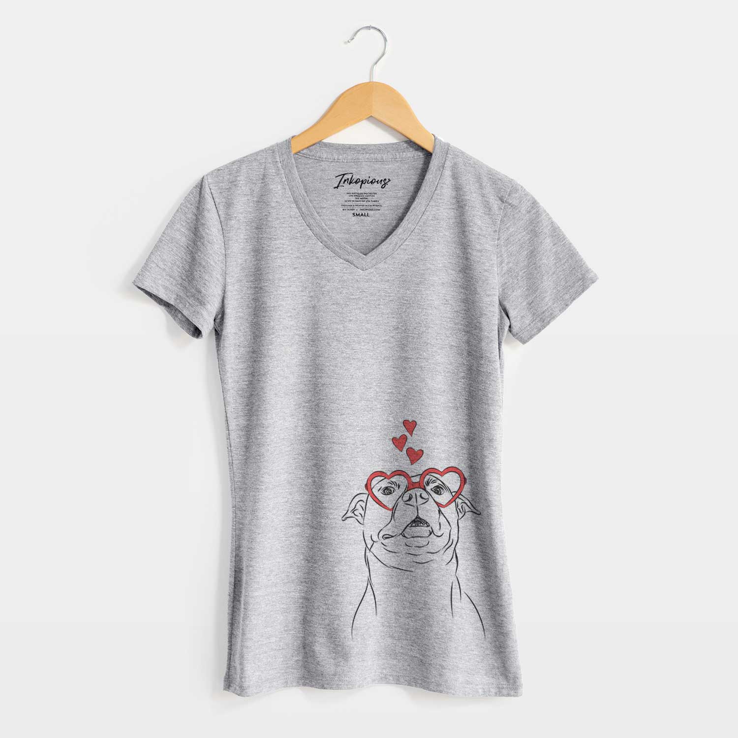 Valentine Zada the Pitbull - Women's V-neck Shirt