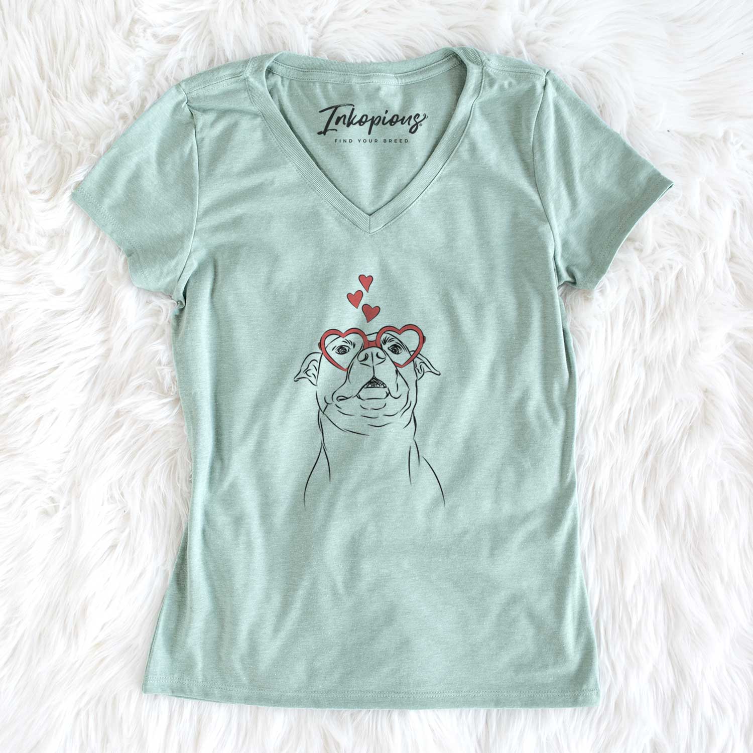 Valentine Zada the Pitbull - Women's V-neck Shirt