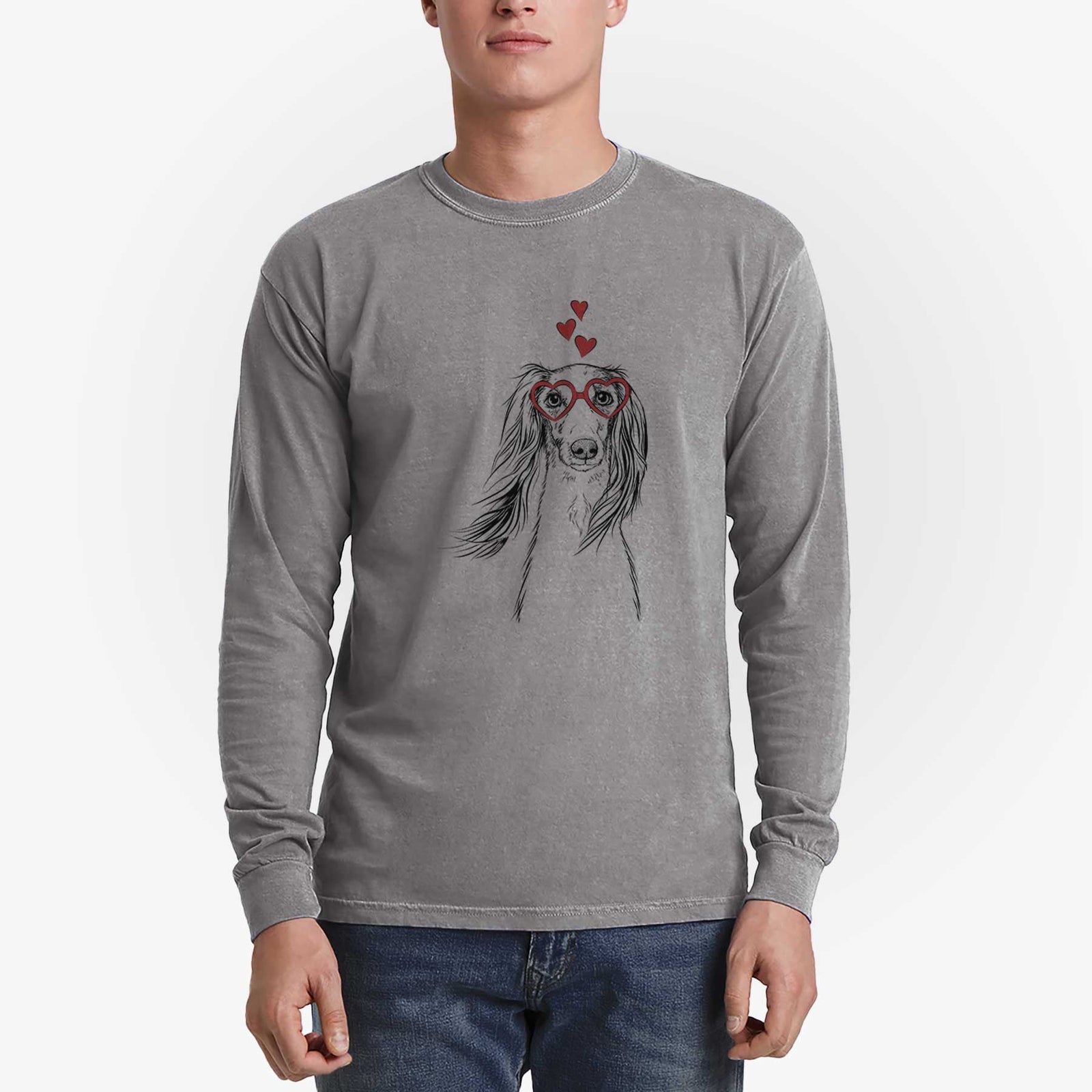 Valentine Zahra the Saluki - Heavyweight 100% Cotton Long Sleeve