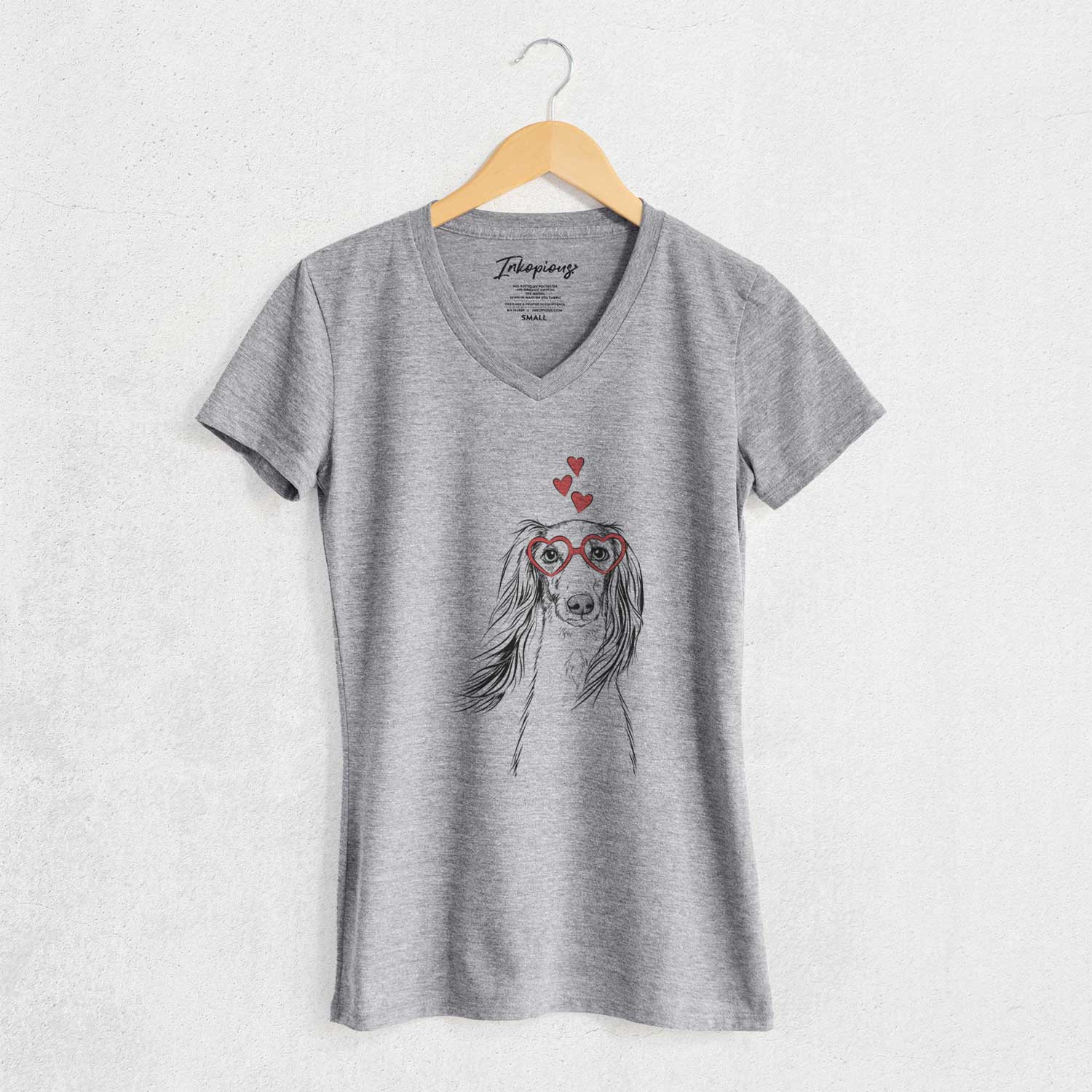 Valentine Zahra the Saluki - Women's V-neck Shirt