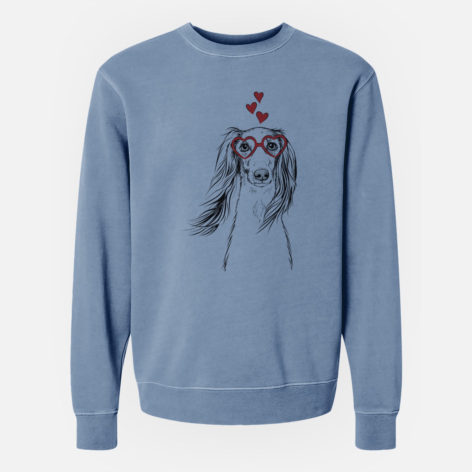 Valentine Zahra the Saluki - Unisex Pigment Dyed Crew Sweatshirt