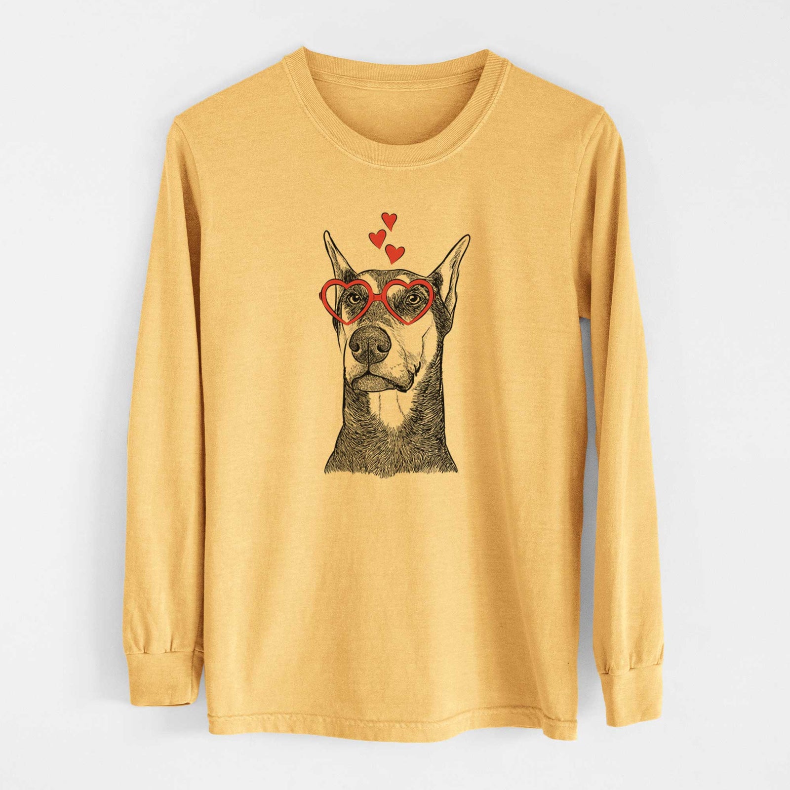 Valentine Zeus the Doberman Pinscher - Heavyweight 100% Cotton Long Sleeve