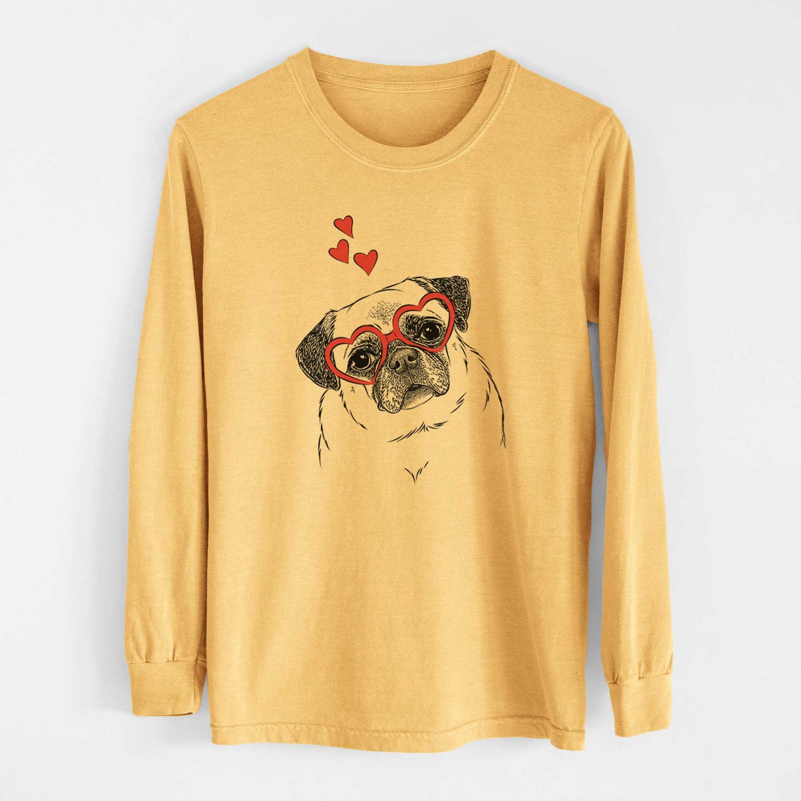 Valentine Zoey the Pug - Heavyweight 100% Cotton Long Sleeve