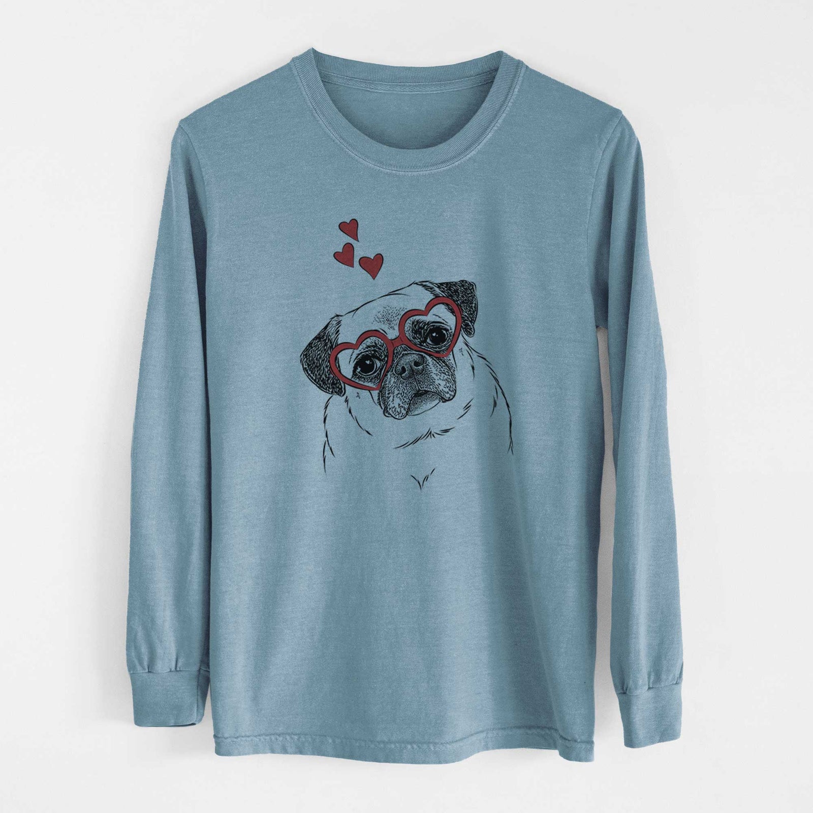 Valentine Zoey the Pug - Heavyweight 100% Cotton Long Sleeve