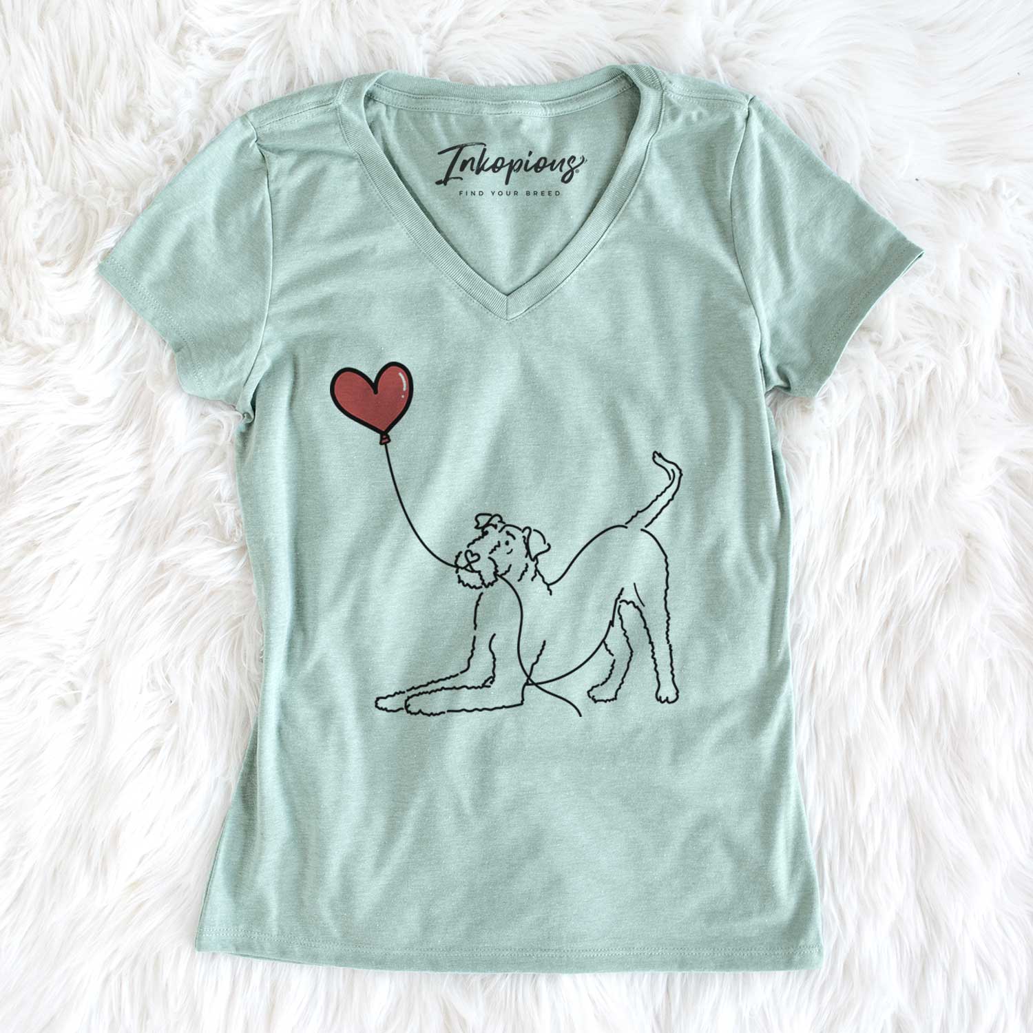 Airedale Terrier Heart String - Women's V-neck Shirt
