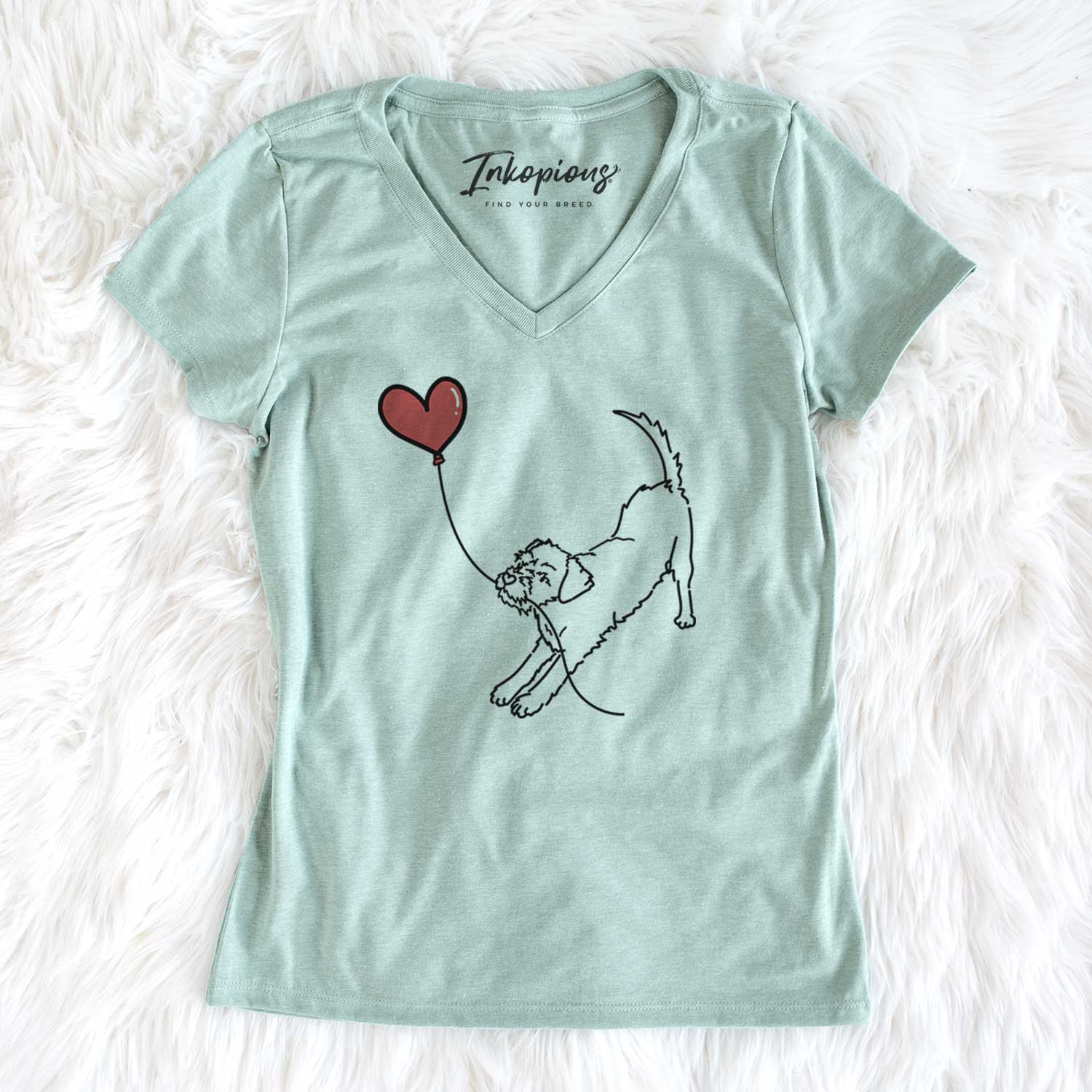 Border Terrier Heart String - Women's V-neck Shirt