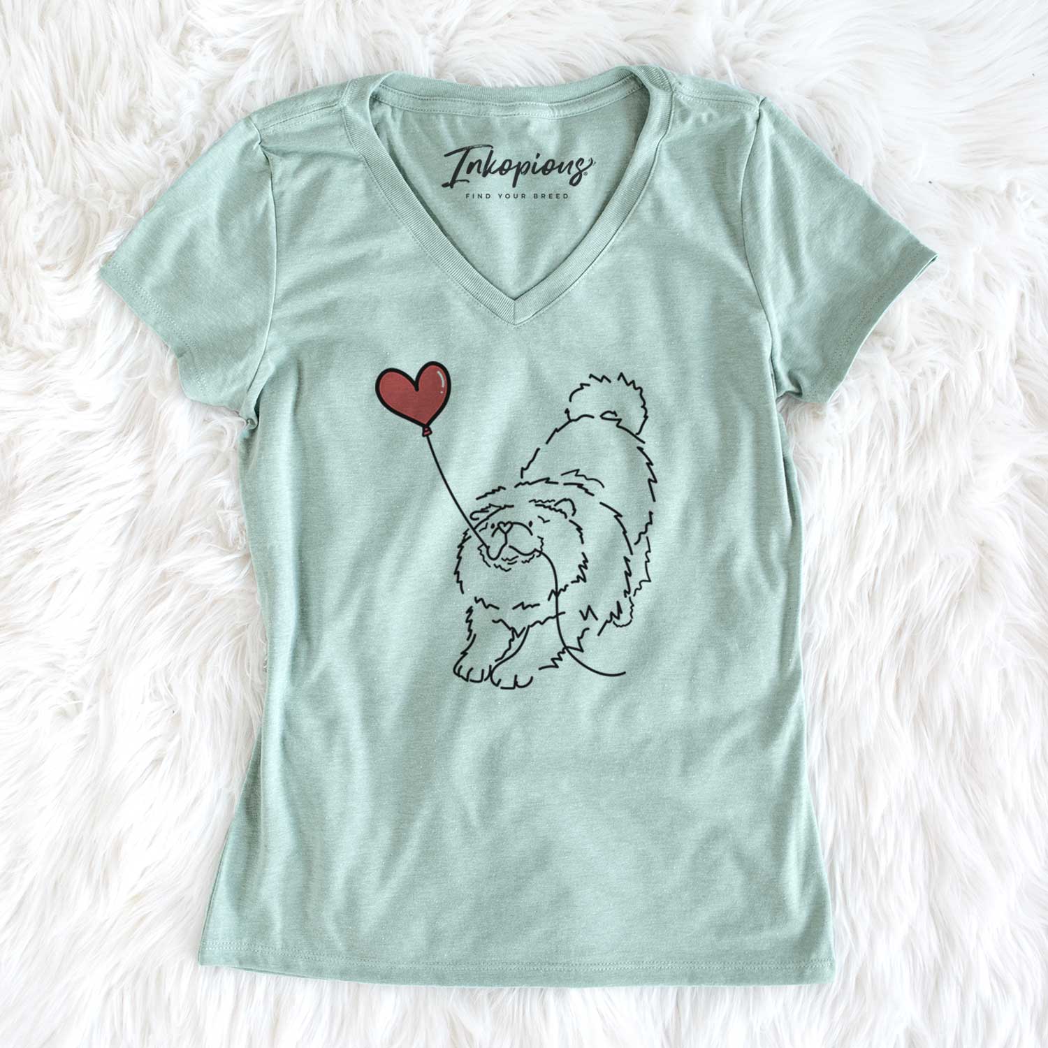 Chow Chow Heart String - Women's V-neck Shirt