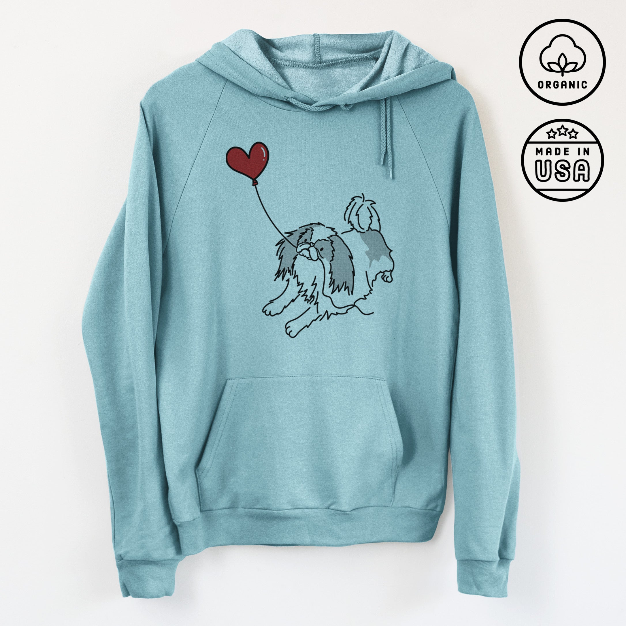 Japanese Chin Heart String - Unisex Pullover Hoodie - Made in USA - 10