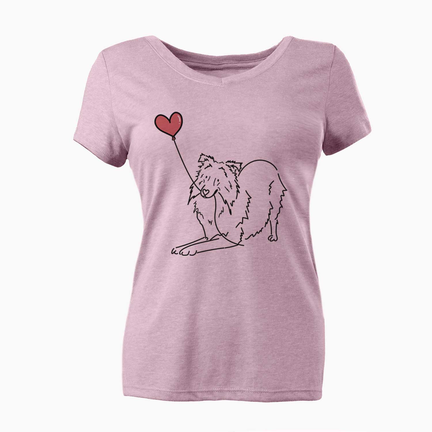 Shetland Sheepdog Heart String - Women's V-neck Shirt