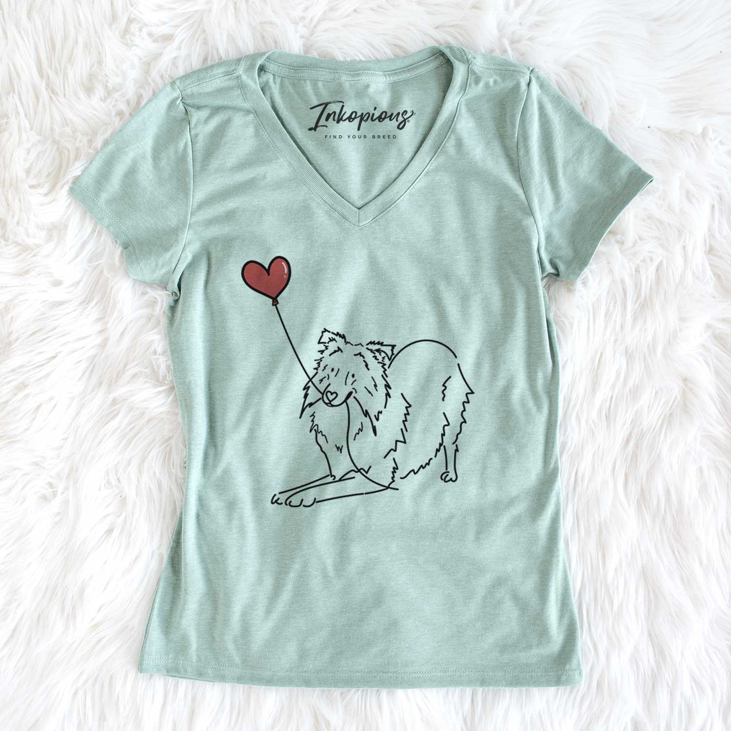 Shetland Sheepdog Heart String - Women's V-neck Shirt